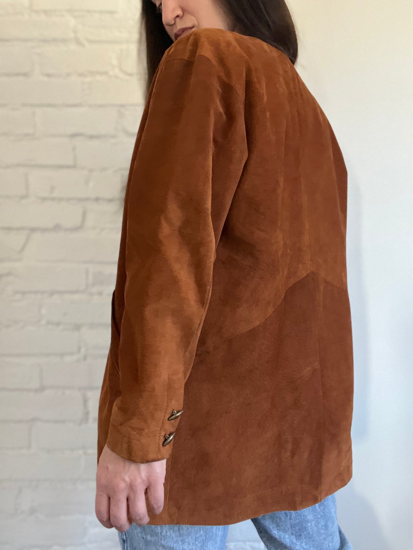 Vintage Brown Suede Jacket - Size S (Oversized)