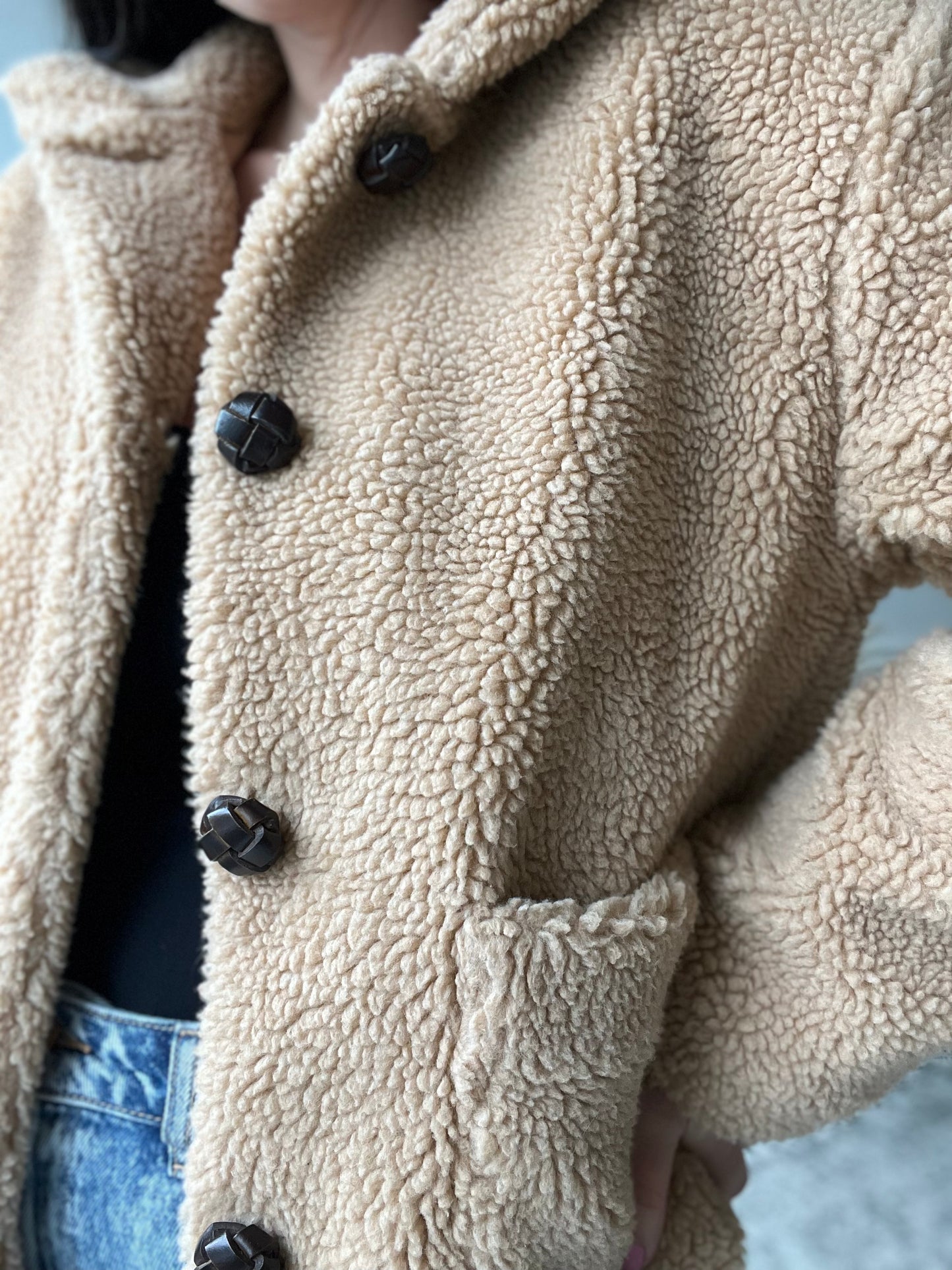 Neutral Teddy Vintage Jacket - Size S