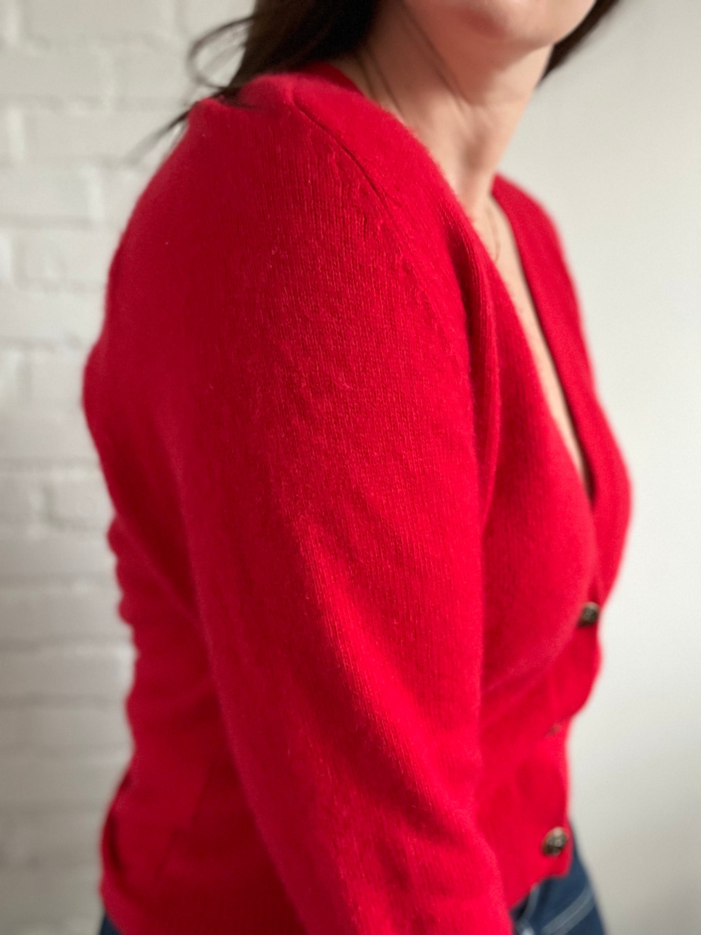 Cashmere Red & Gold Cardigan - S