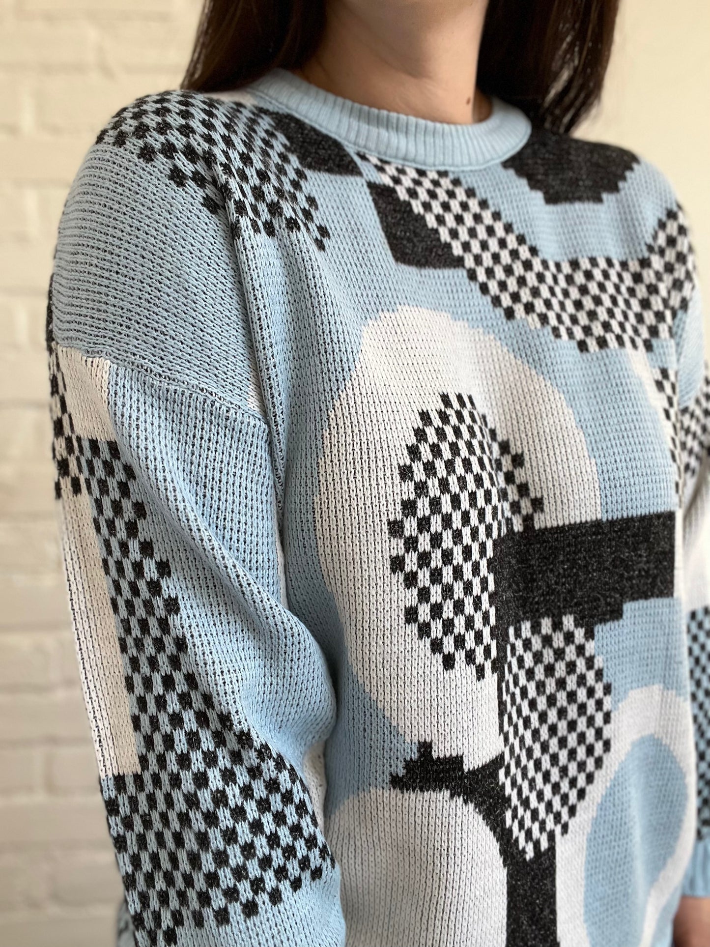 Powder Blue Geometrical Knit - L
