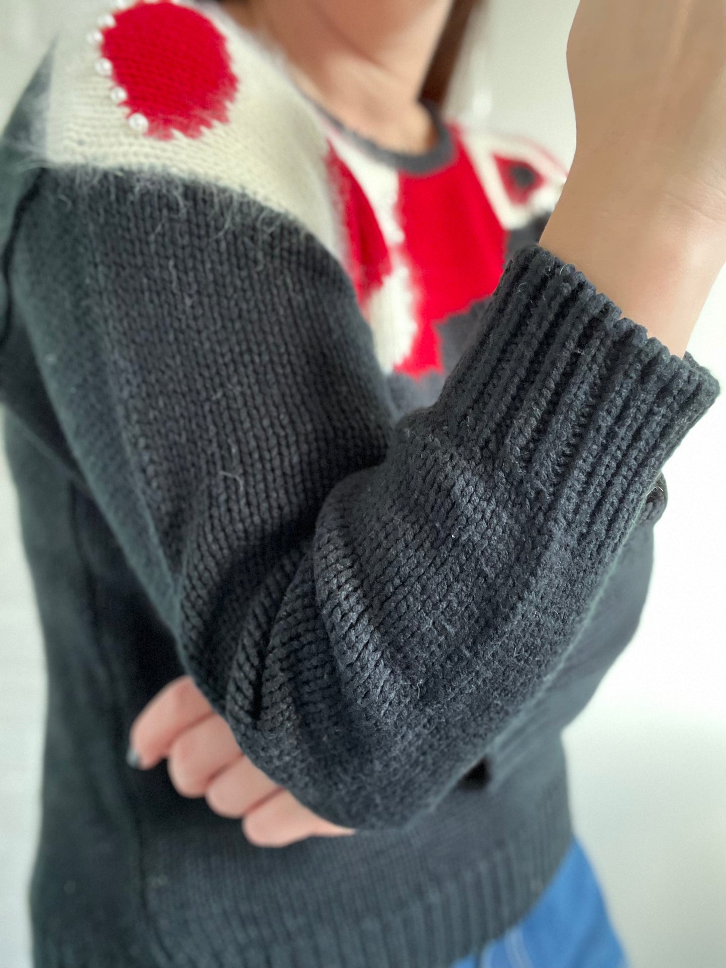 Vintage Holiday Bow Knit Sweater - Size S/M