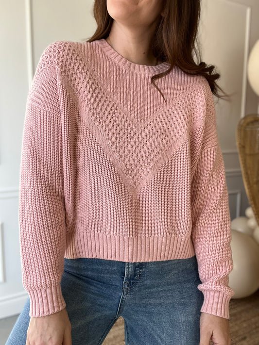 Blush Pink Knit Sweater - L