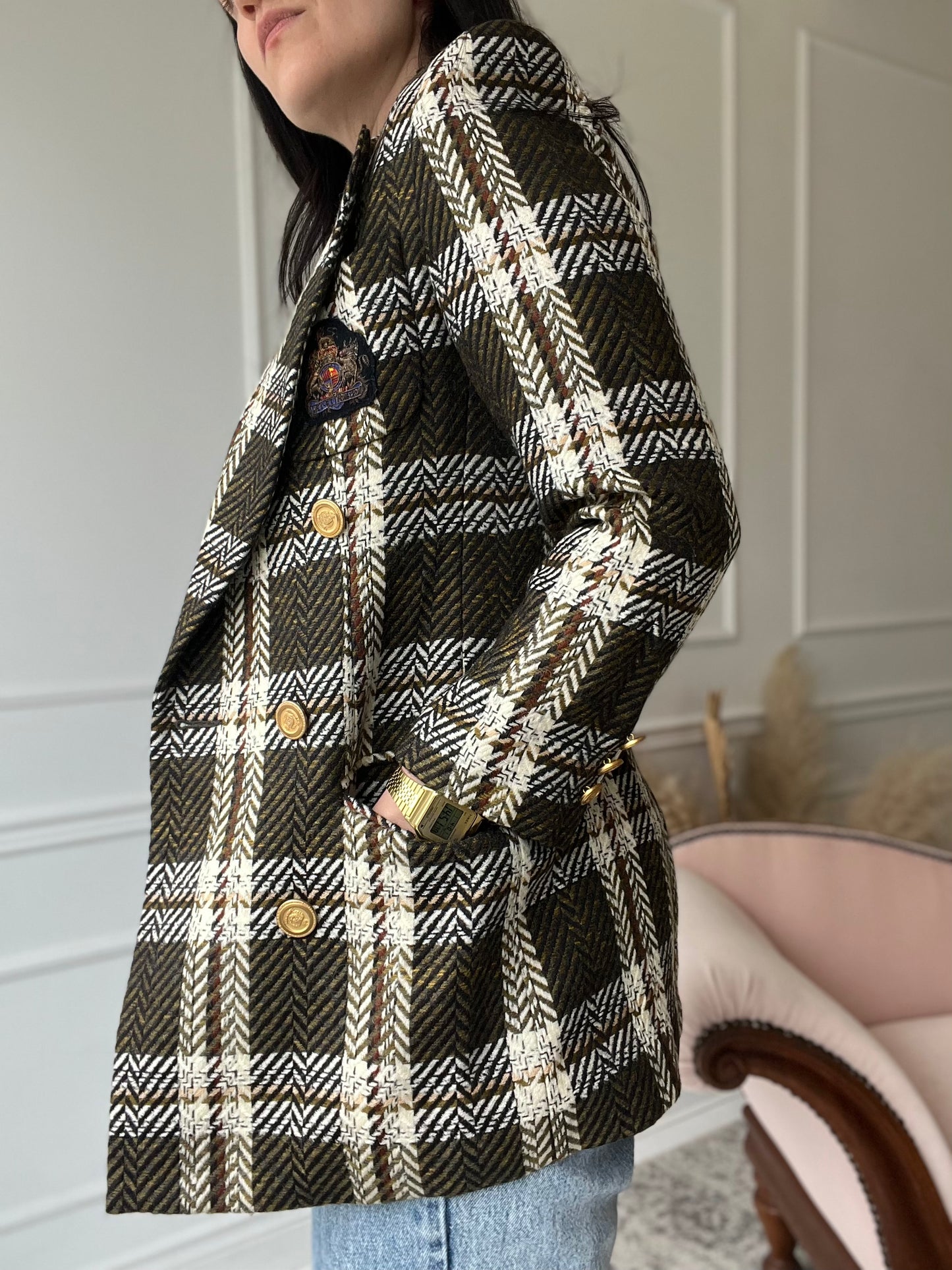 Vintage St. Sophia Paris Tweed Crest Blazer - Size M