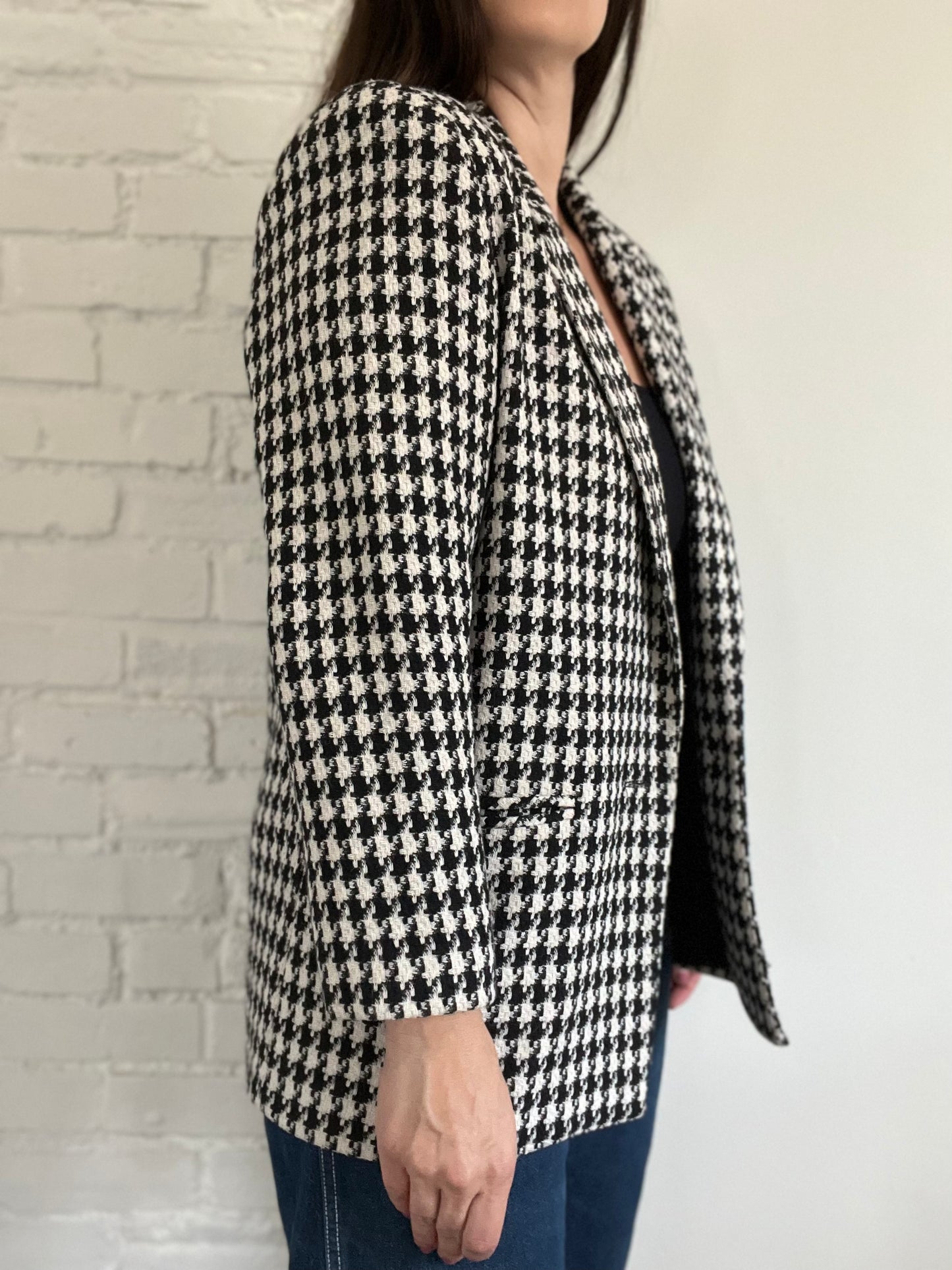B&W Houndstooth Vintage Blazer  - Size L