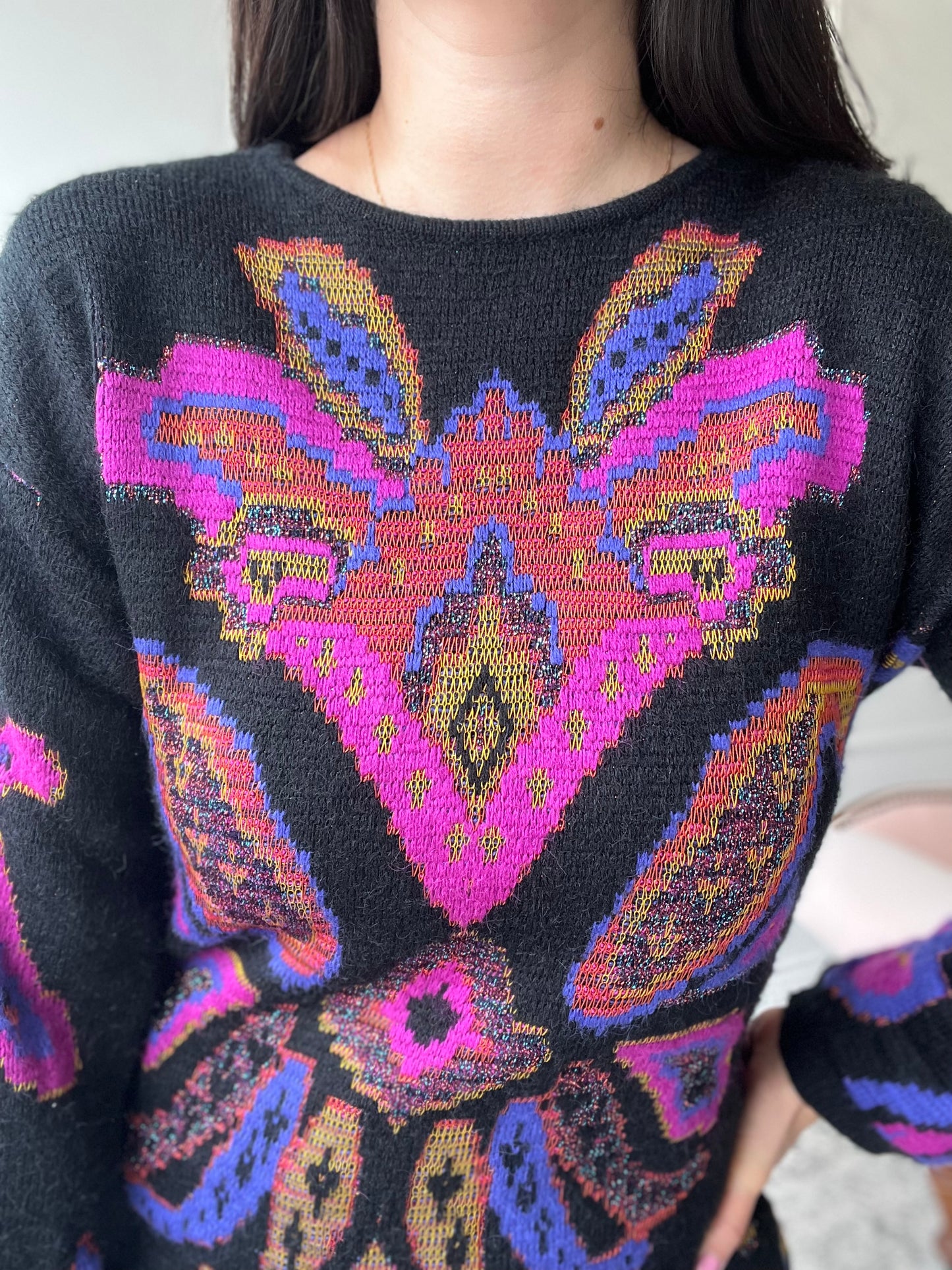 Abstract Graphic Knit Sweater - Size M