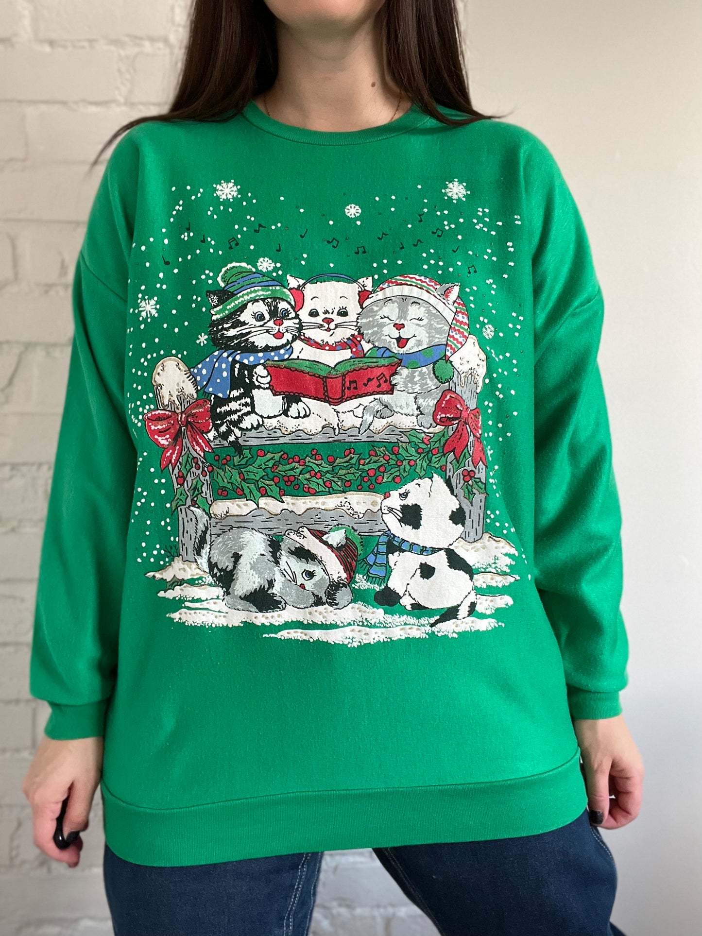 Emerald Holiday Cat Sweater - Size L