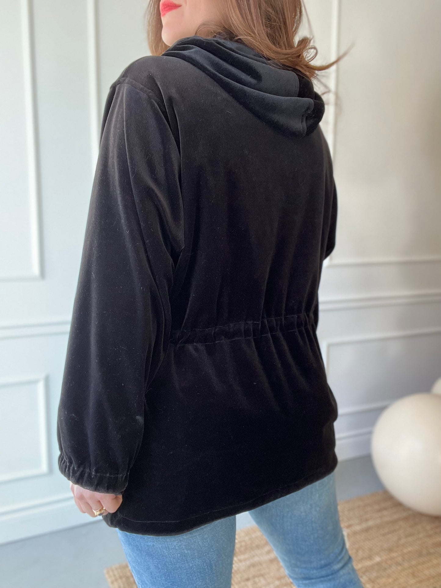 Black Velvet Track Jacket  - Size L