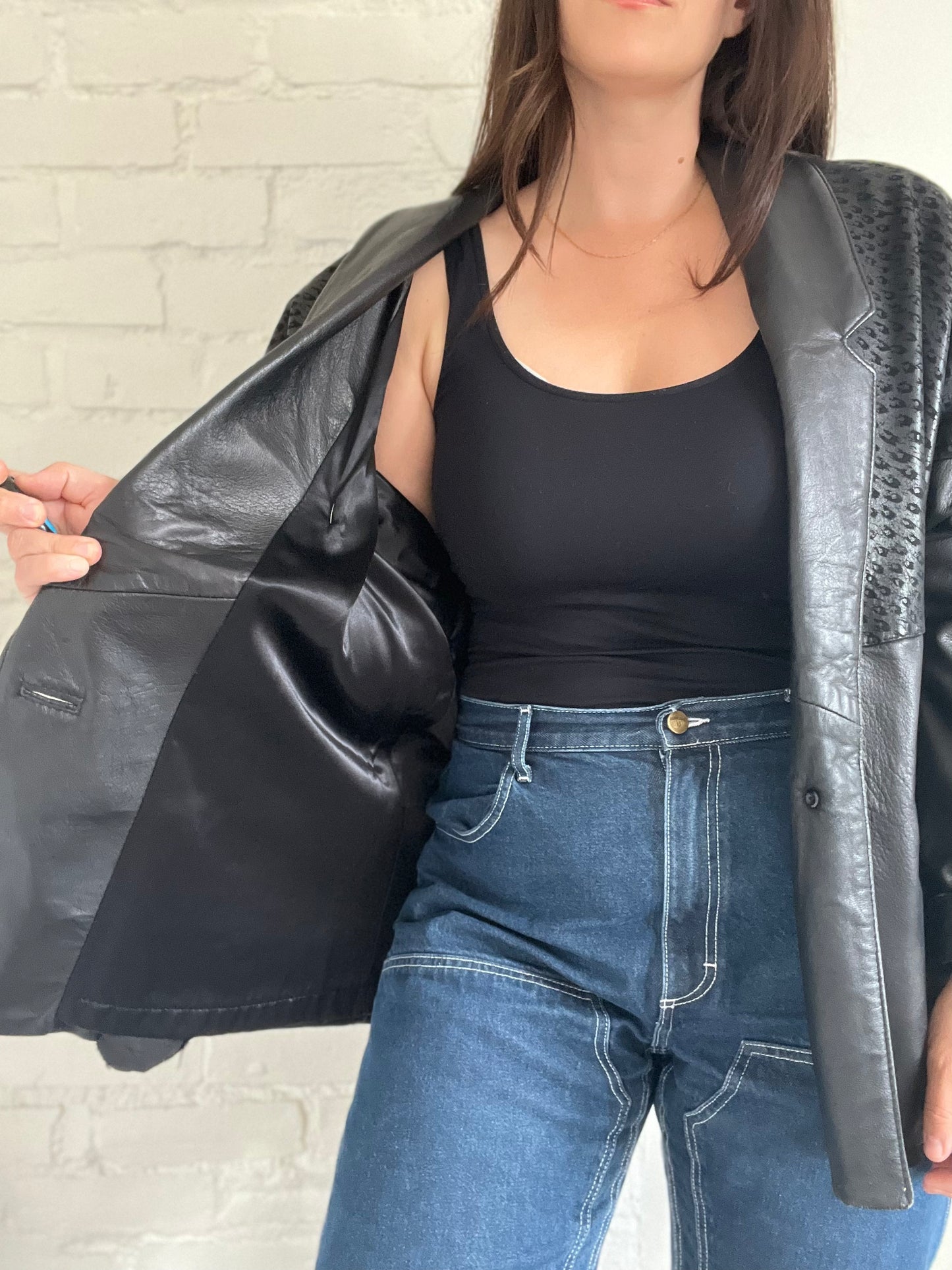 Vintage 100% Leather Topper Jacket - Size L/XL