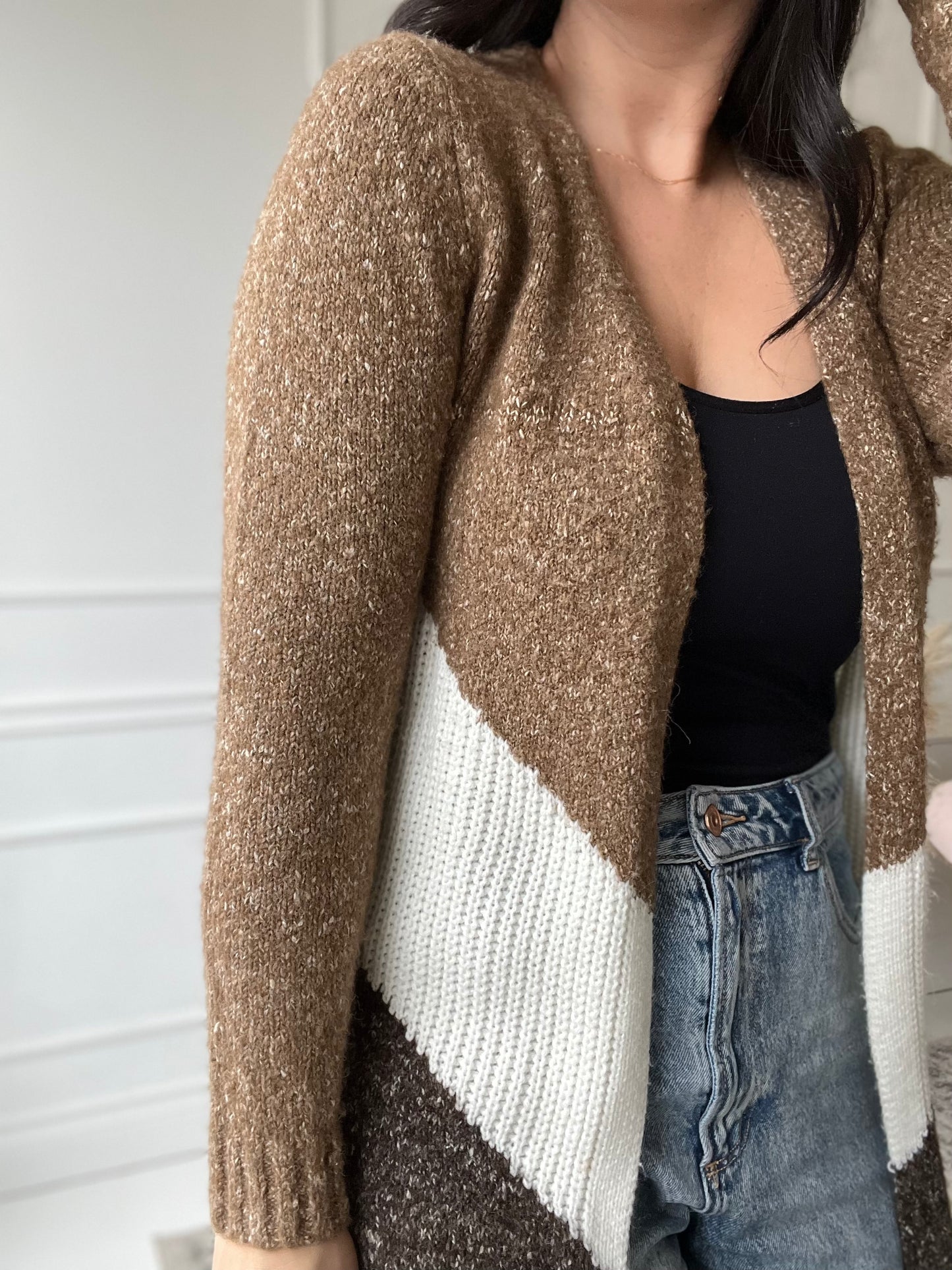 Tiered Neutral Cardigan Duster - Size M