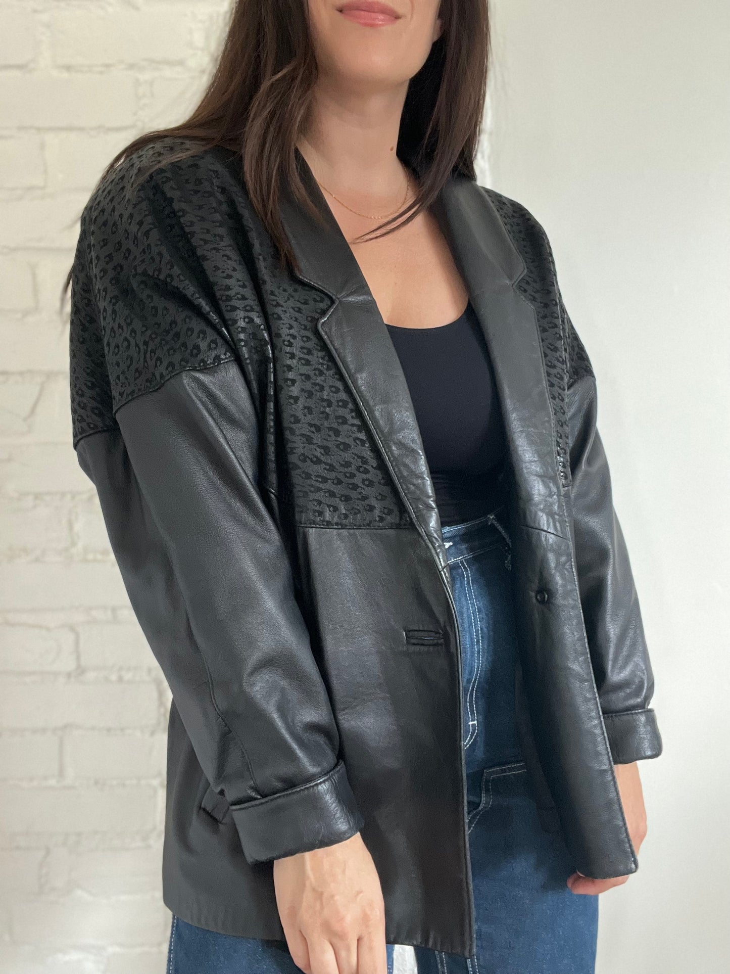 Vintage 100% Leather Topper Jacket - Size L/XL