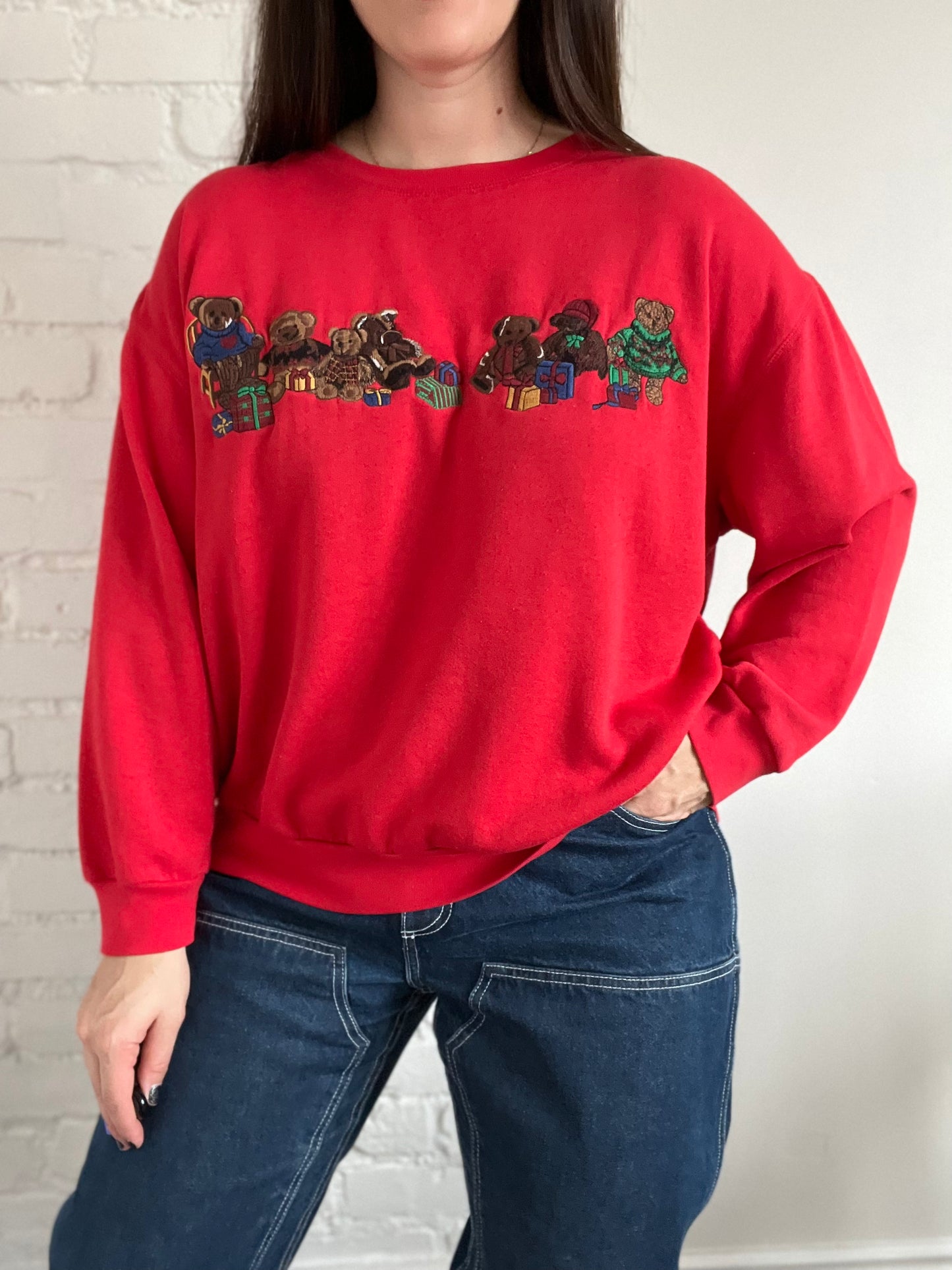 Vintage Teddy Bear Holiday Sweater - L