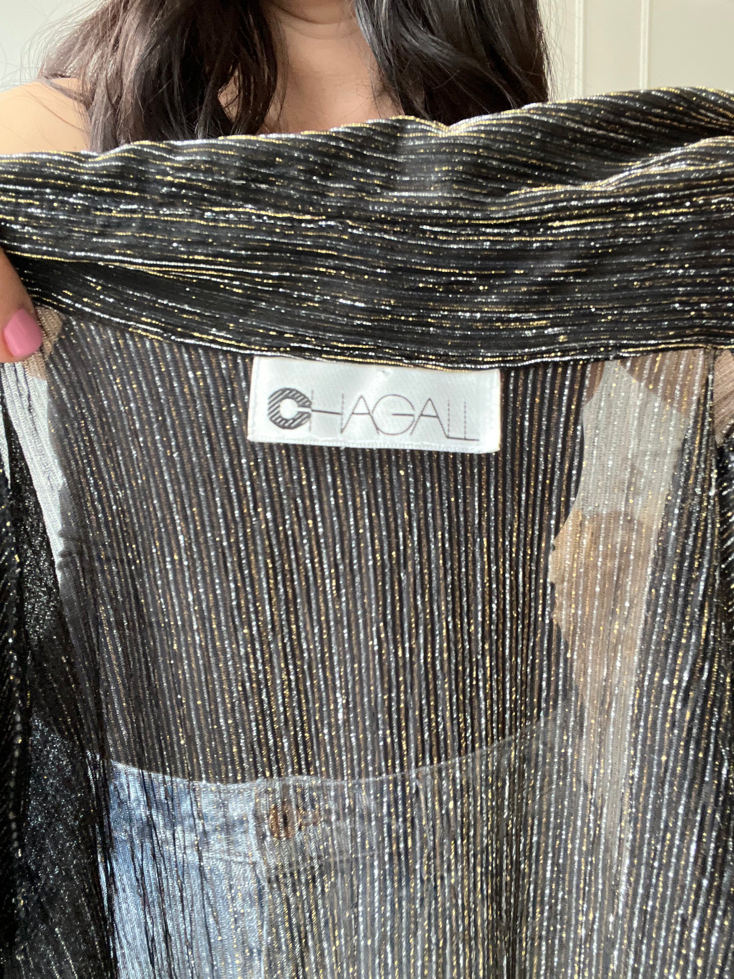See-Through Metallic Black Shirt  - Size M