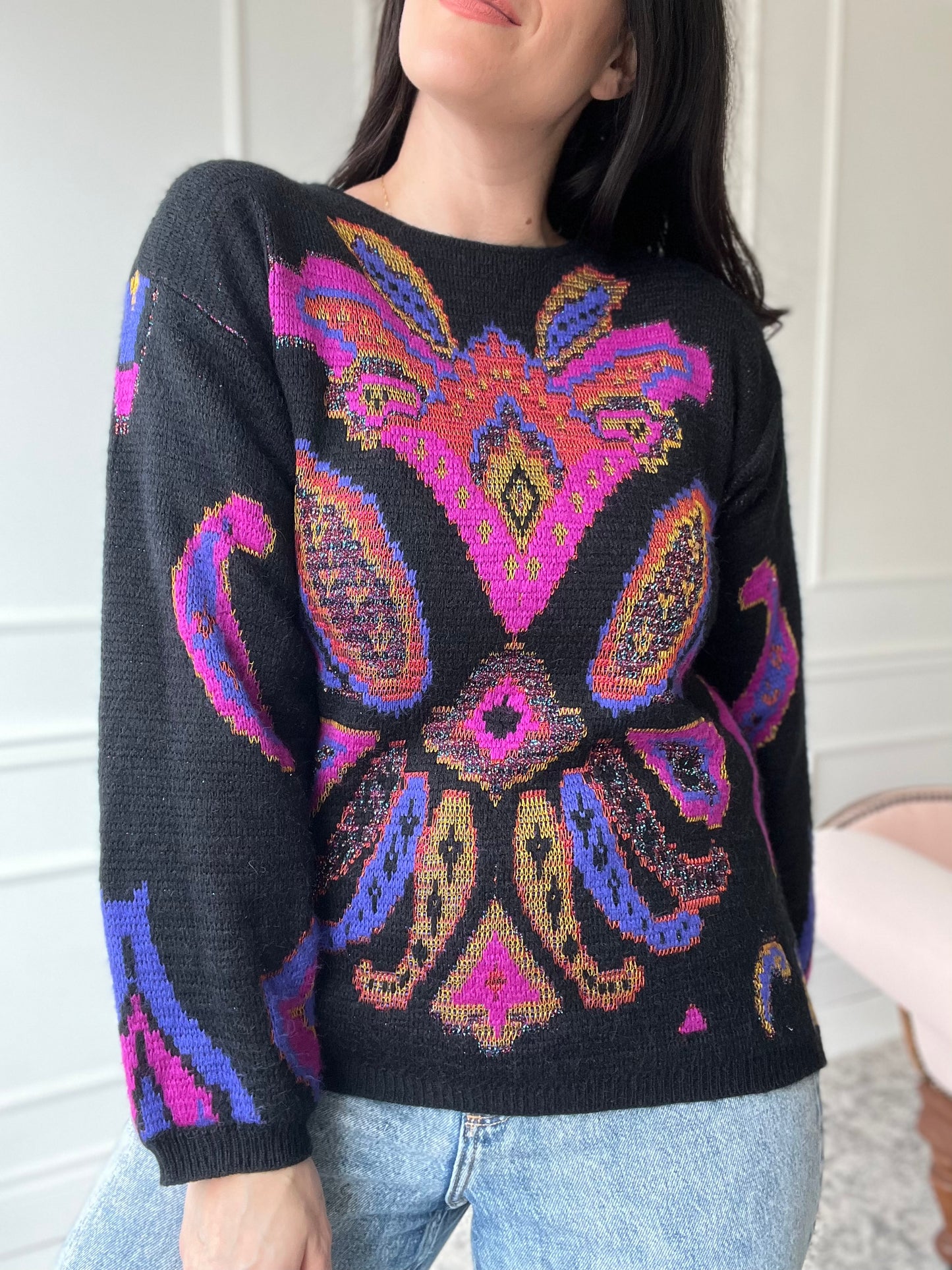 Abstract Graphic Knit Sweater - Size M
