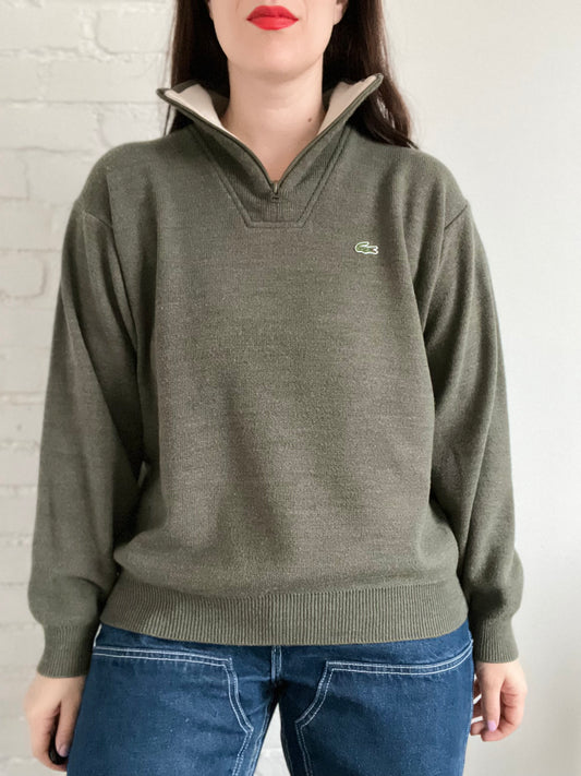 Wool Blend Lacoste Quarter Zip - L