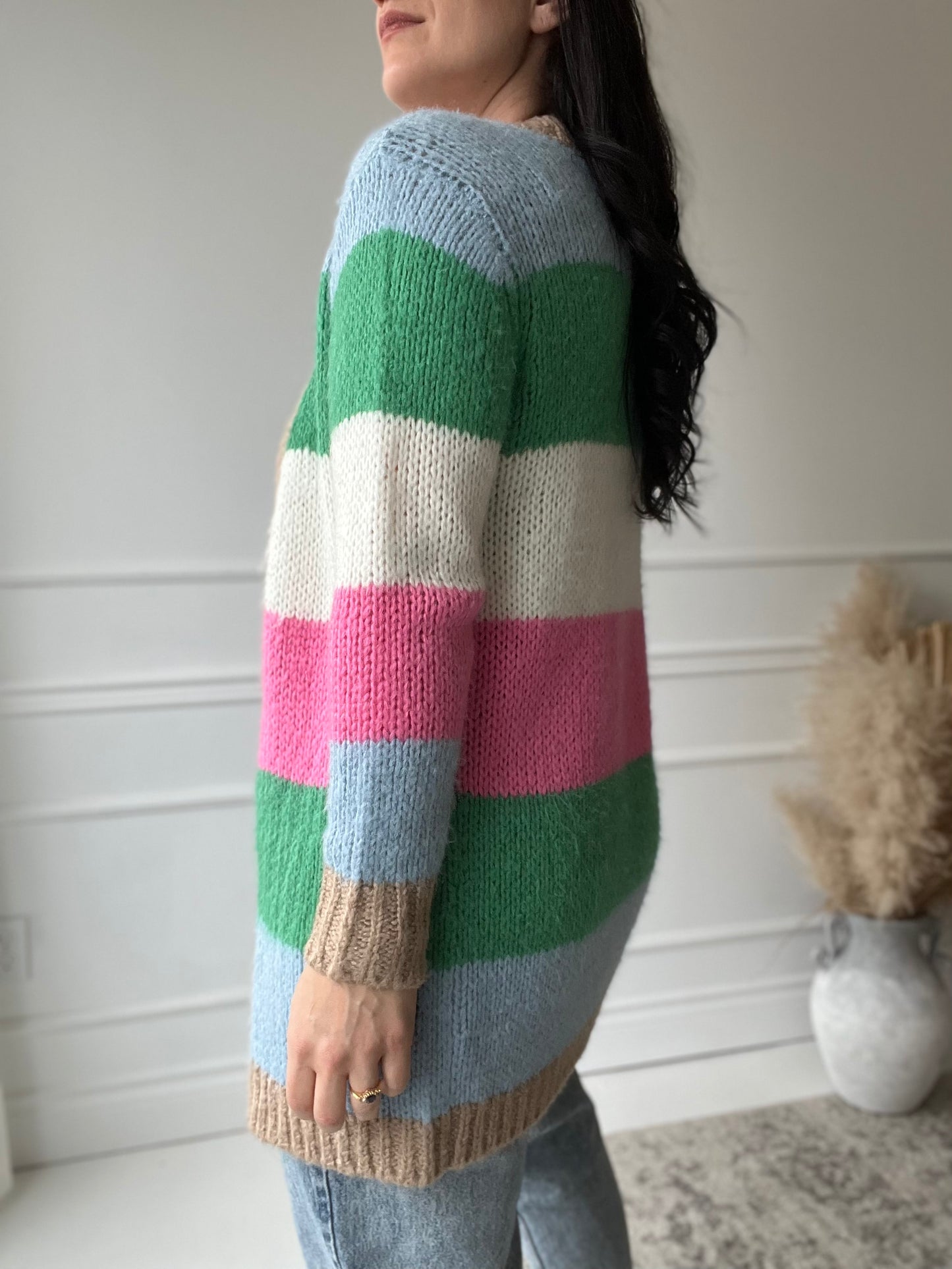 Chunky Striped Cardigan - Size S
