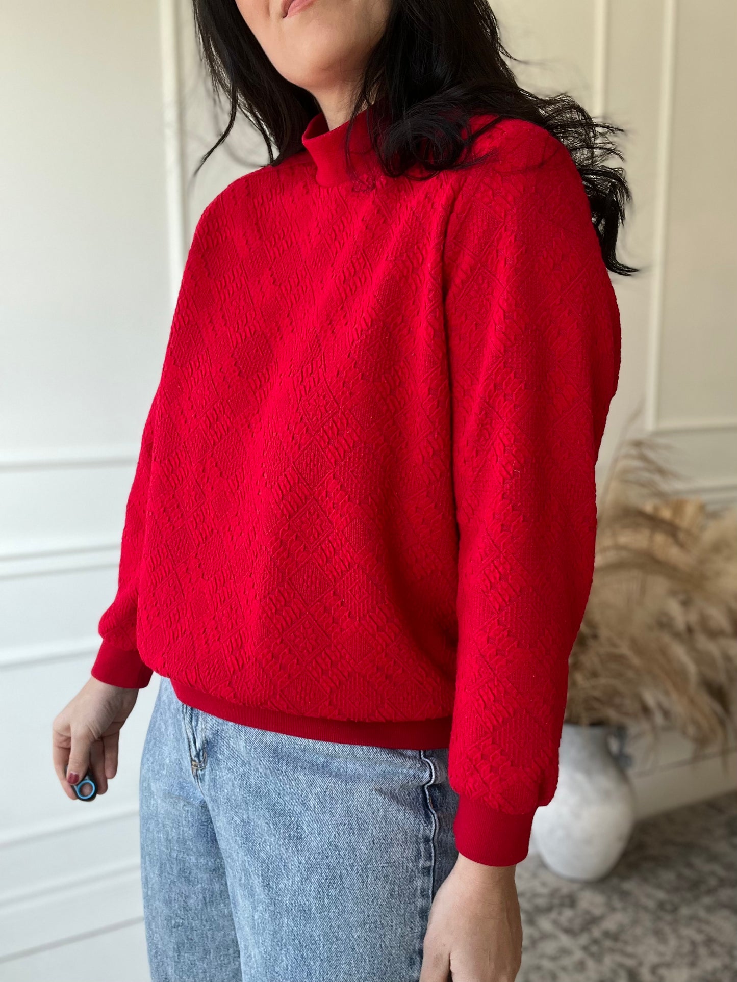 Textured Red Sweater - Size L