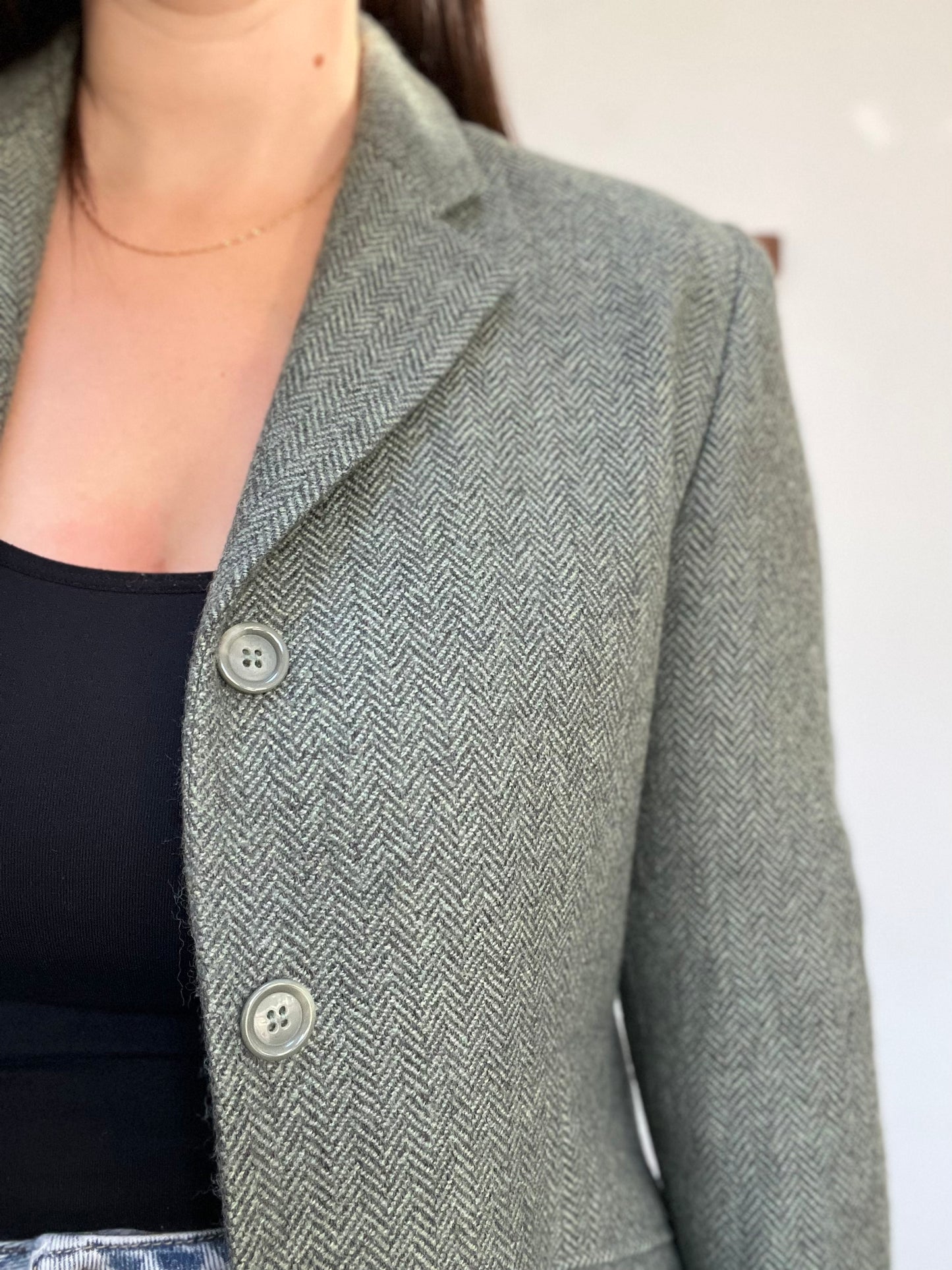 Chevron Sage Long Blazer - Size 8