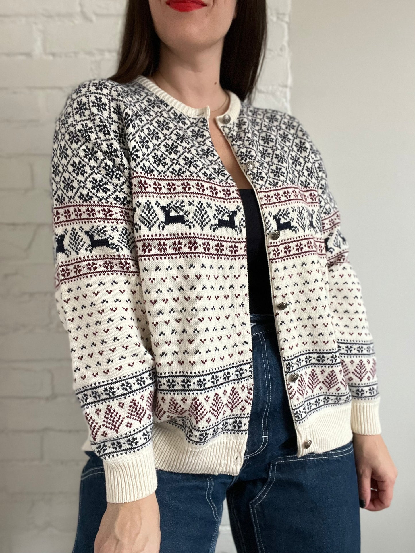 Vintage Christmas Classic Cardigan - L