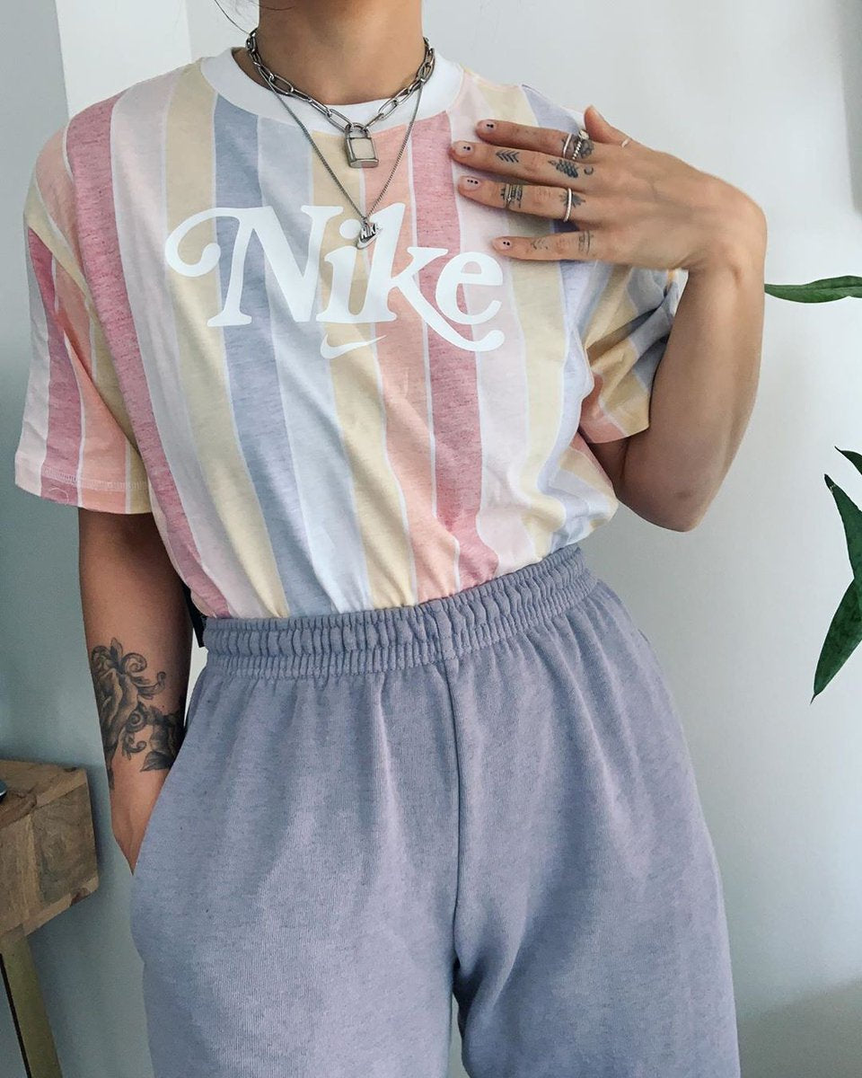 Nike Pastel Crop Stripe Tshirt - XS