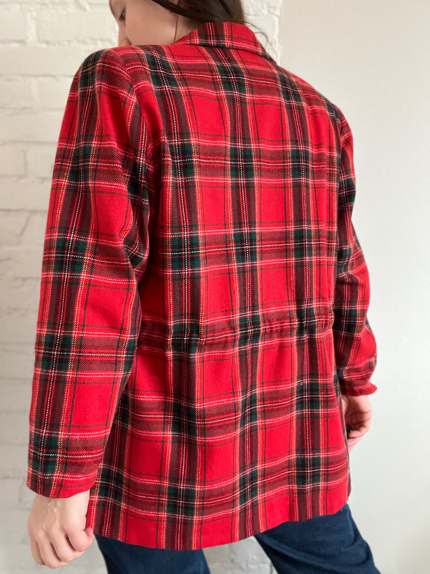 Vintage Festive Plaid Jacket - L