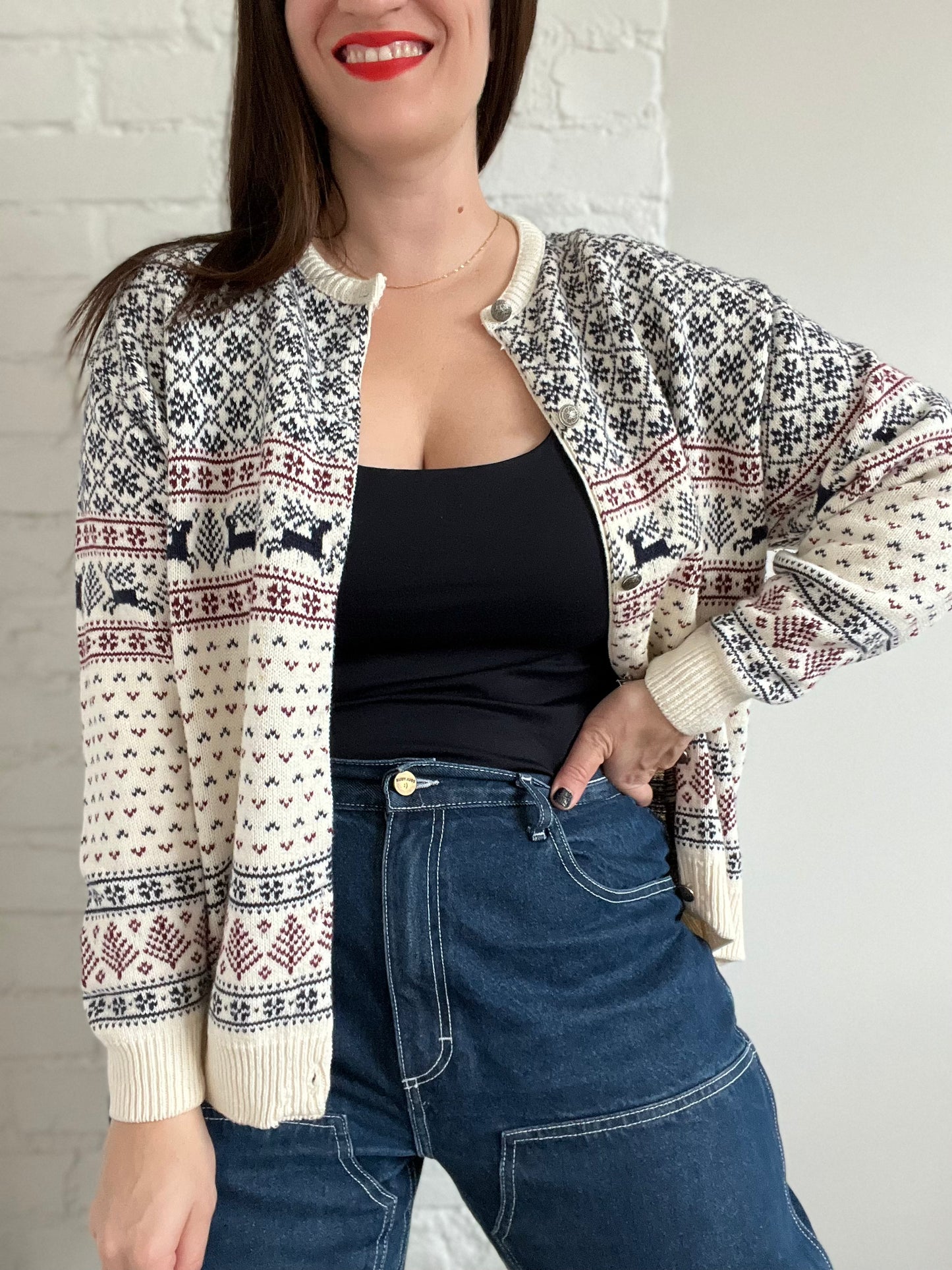 Vintage Christmas Classic Cardigan - L