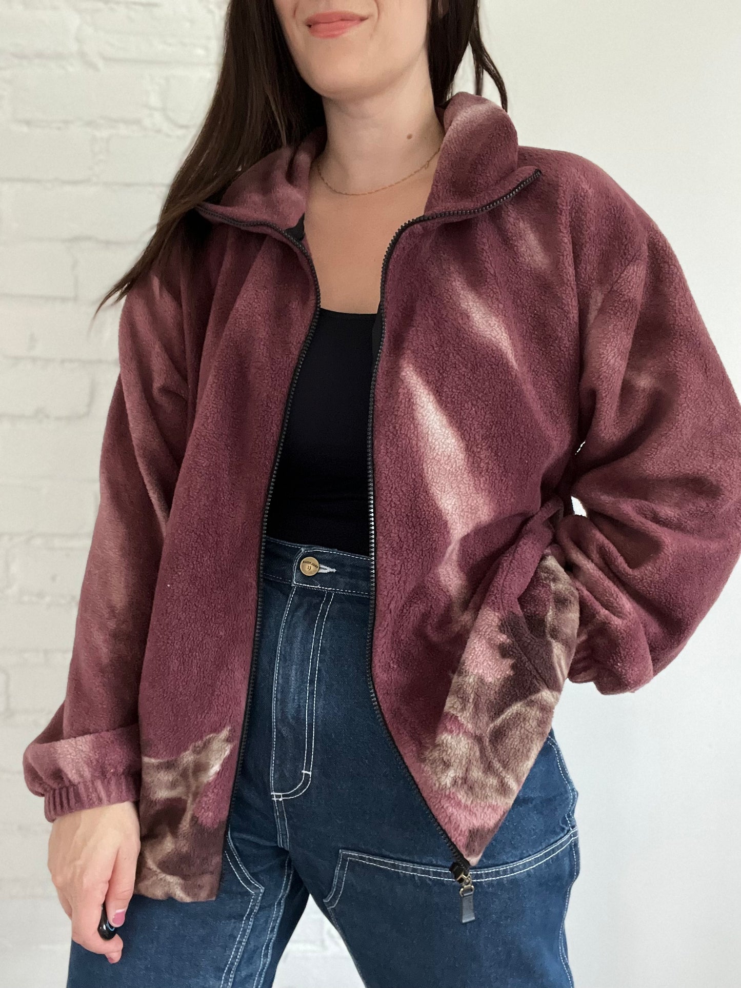 Night Sky Wolf Fleece Jacket  - Size XL