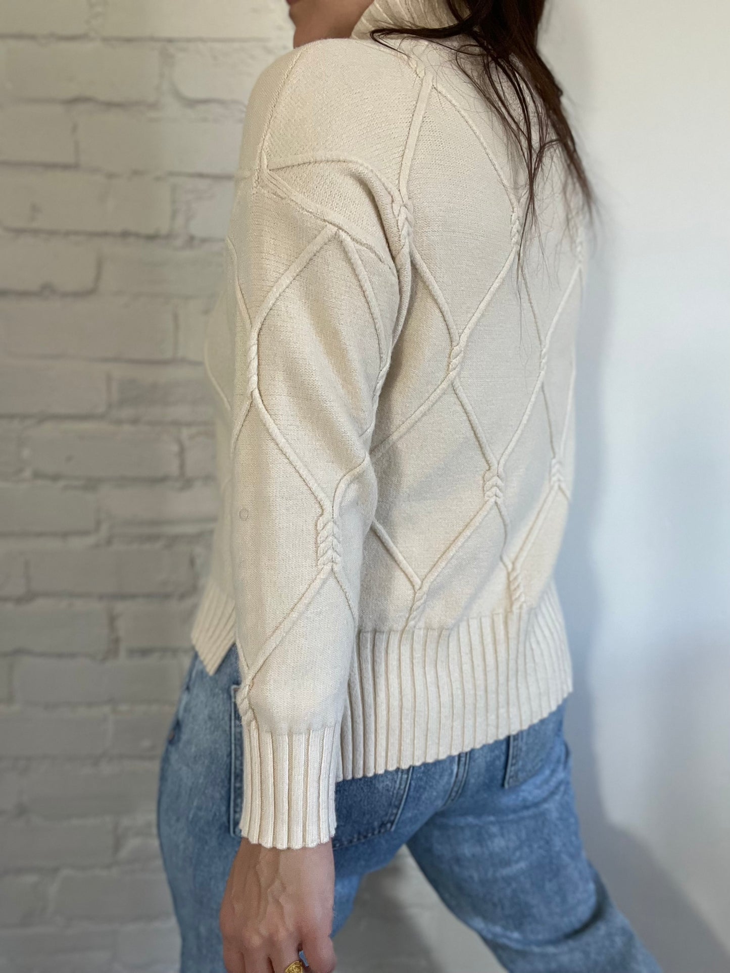 Textured Stretch Turtleneck Sweater - Size S-L