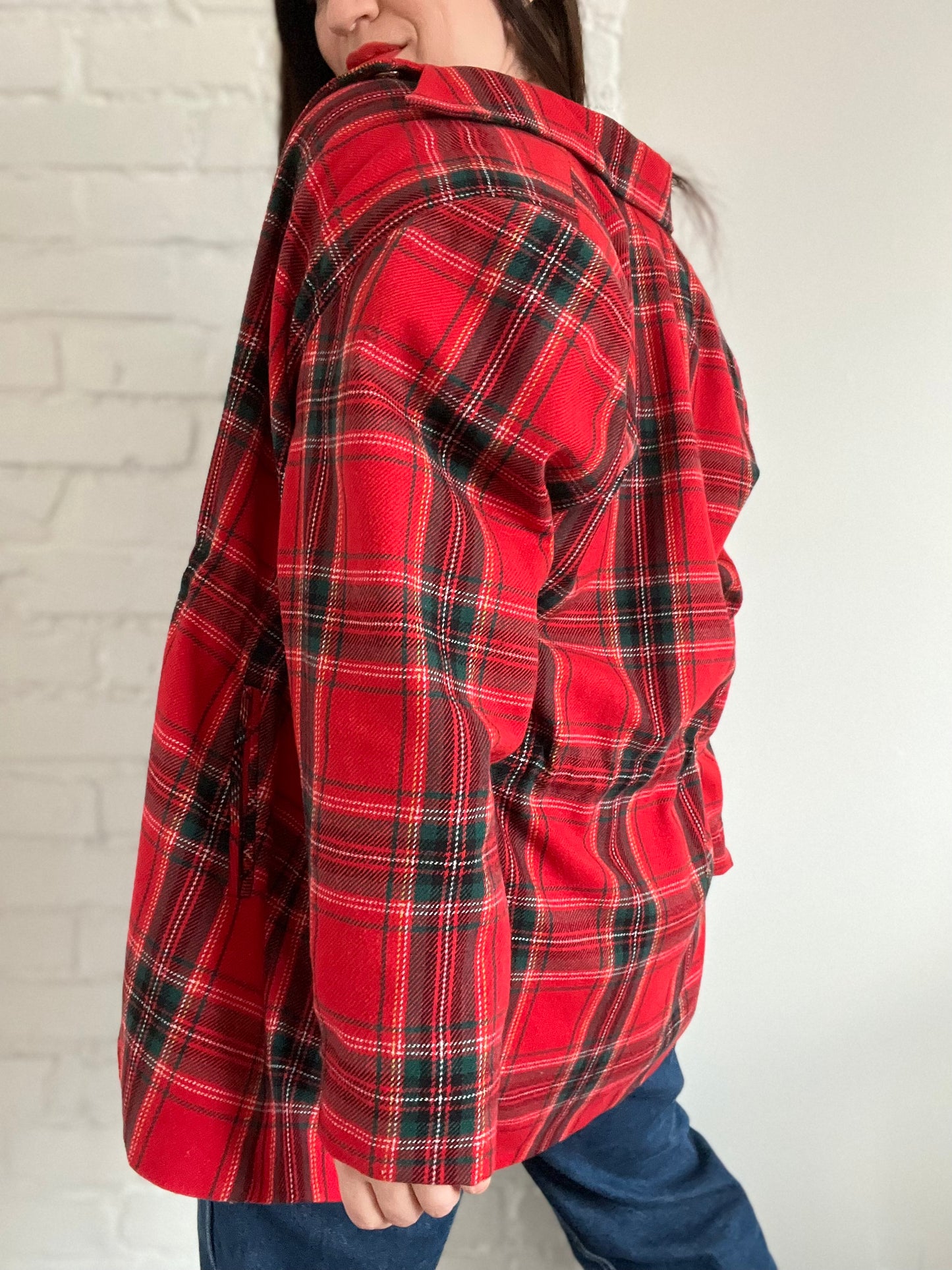 Vintage Festive Plaid Jacket - L