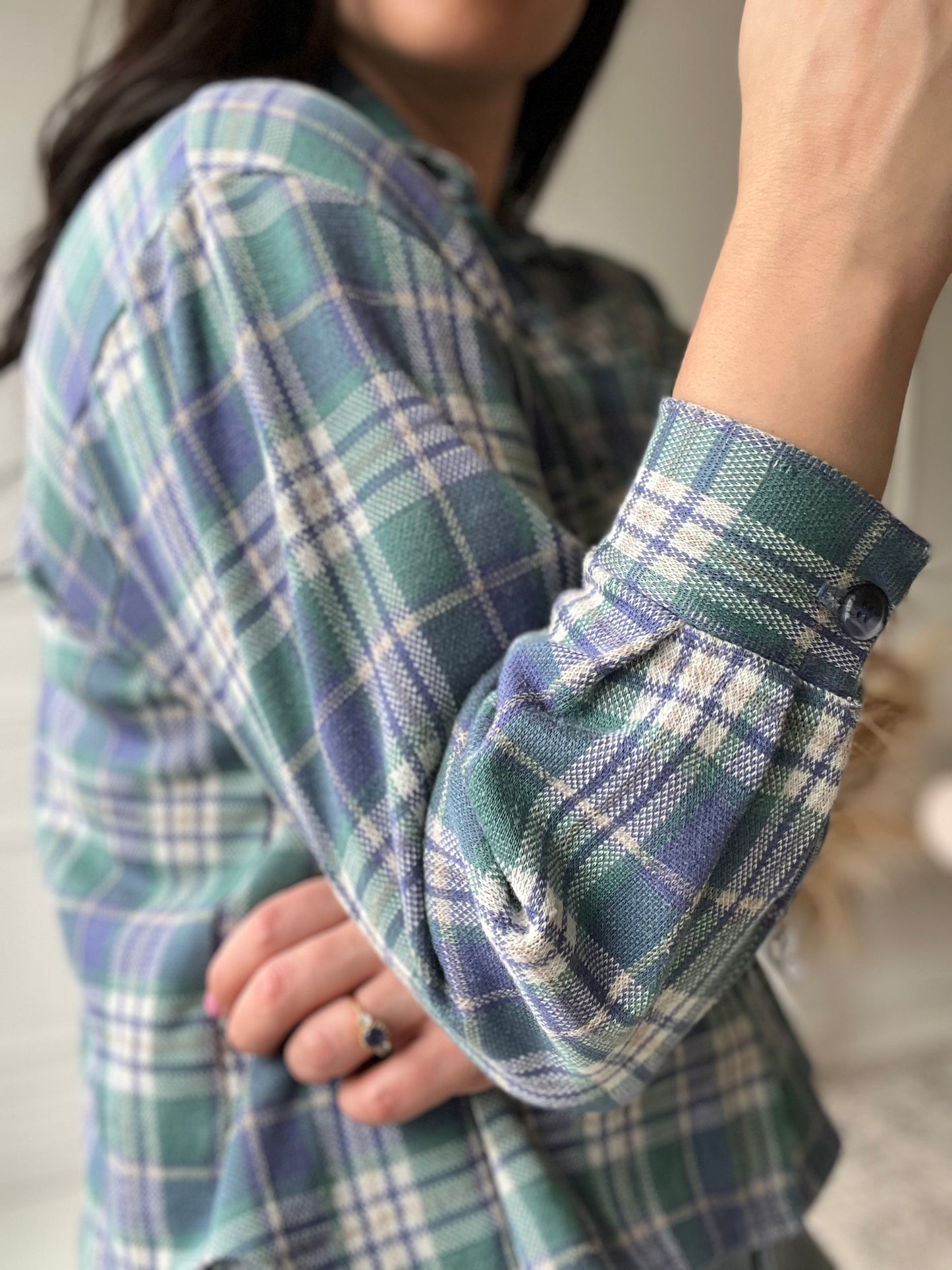 Lavender & Sage Plaid Top - Size M Petite