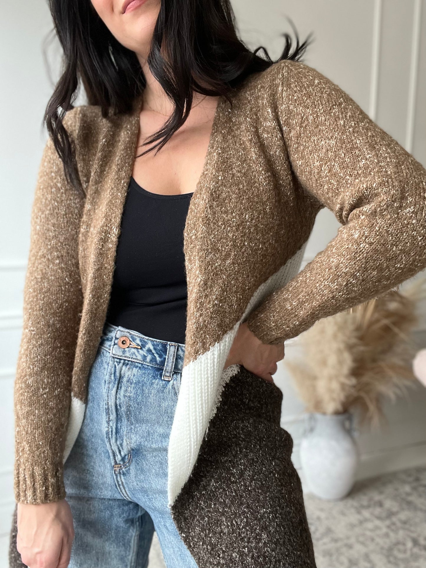 Tiered Neutral Cardigan Duster - Size M