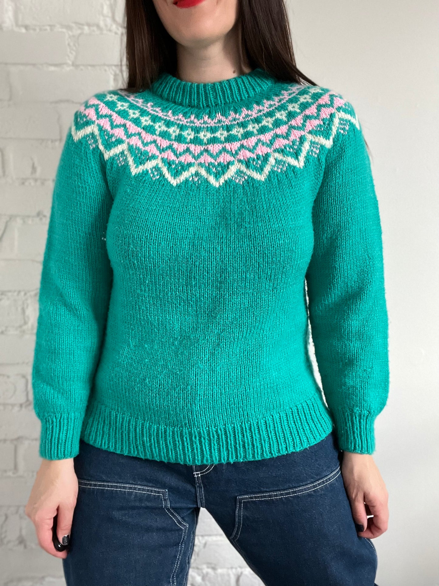 Turquoise Emerald Holiday Knit - S/M