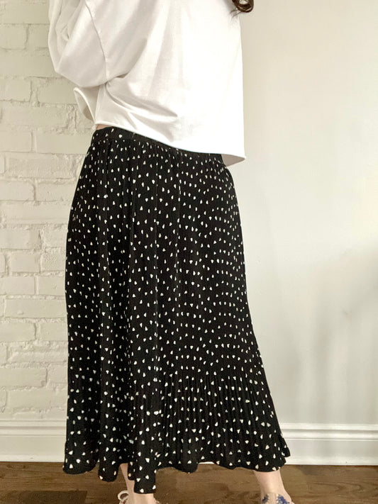 Baby Heart Pleated Midi Skirt - 2X