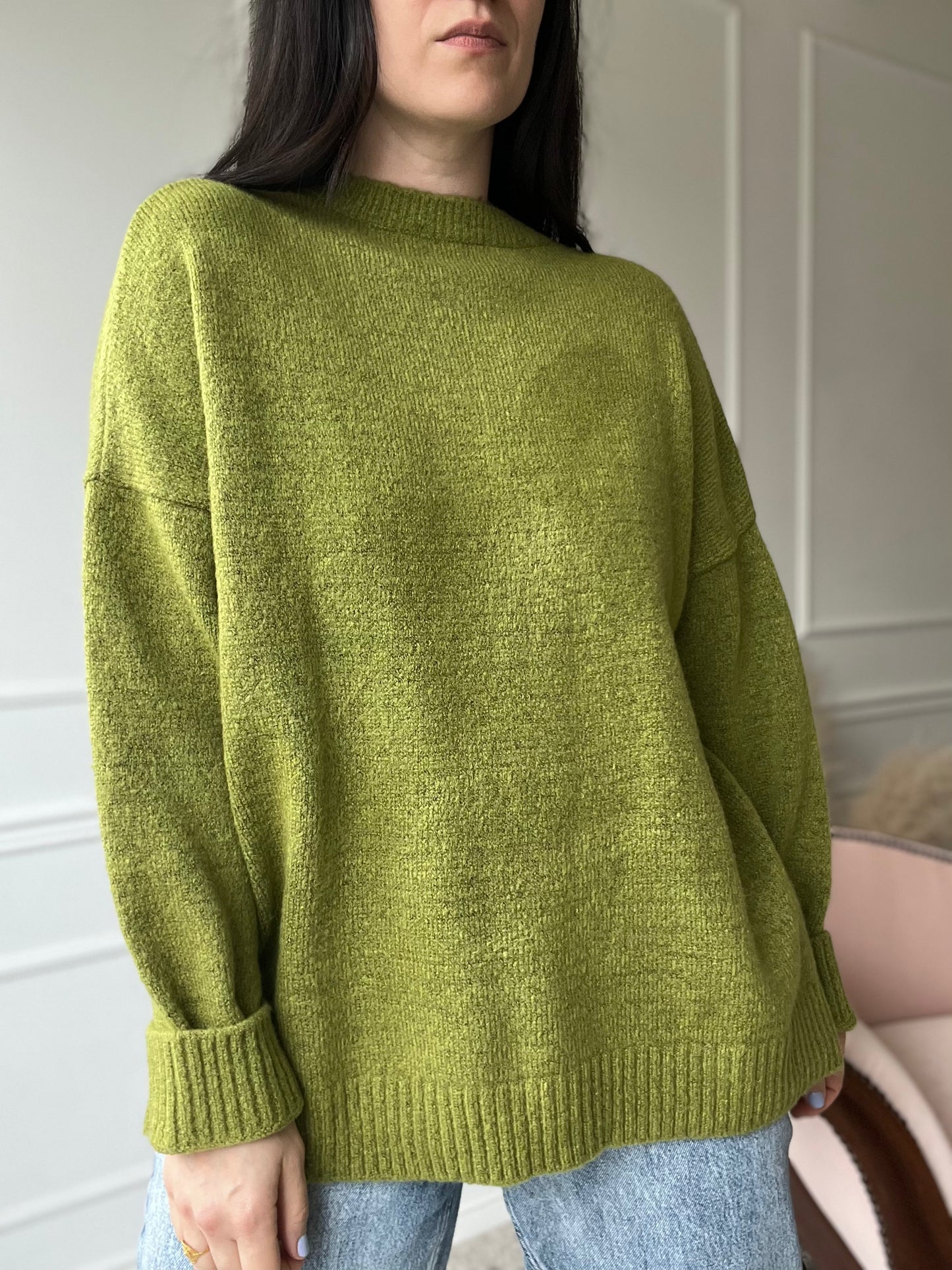 Oversized Moss Green Sweater - Size XL