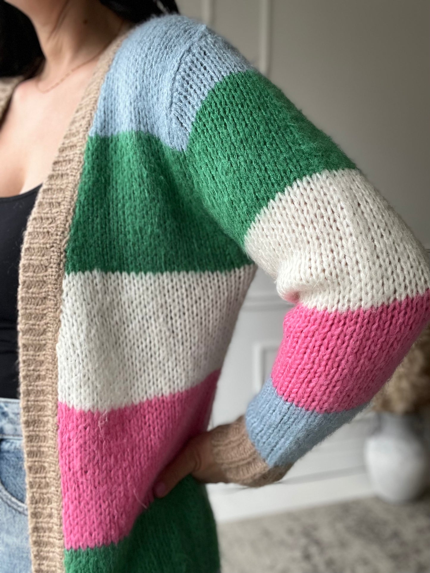 Chunky Striped Cardigan - Size S