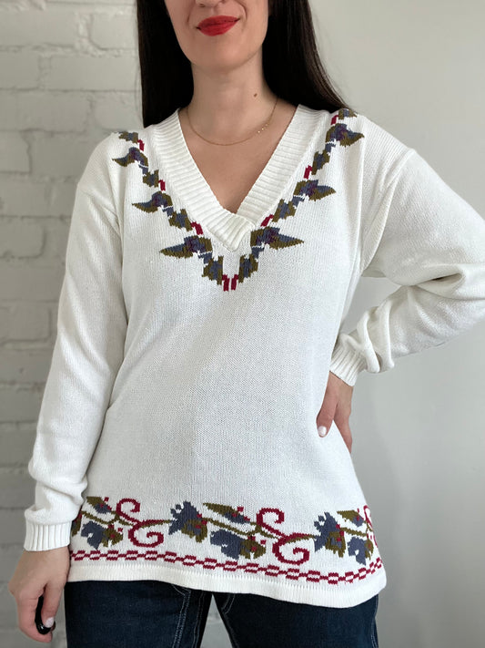 Classic Festive Tennis Sweater - M
