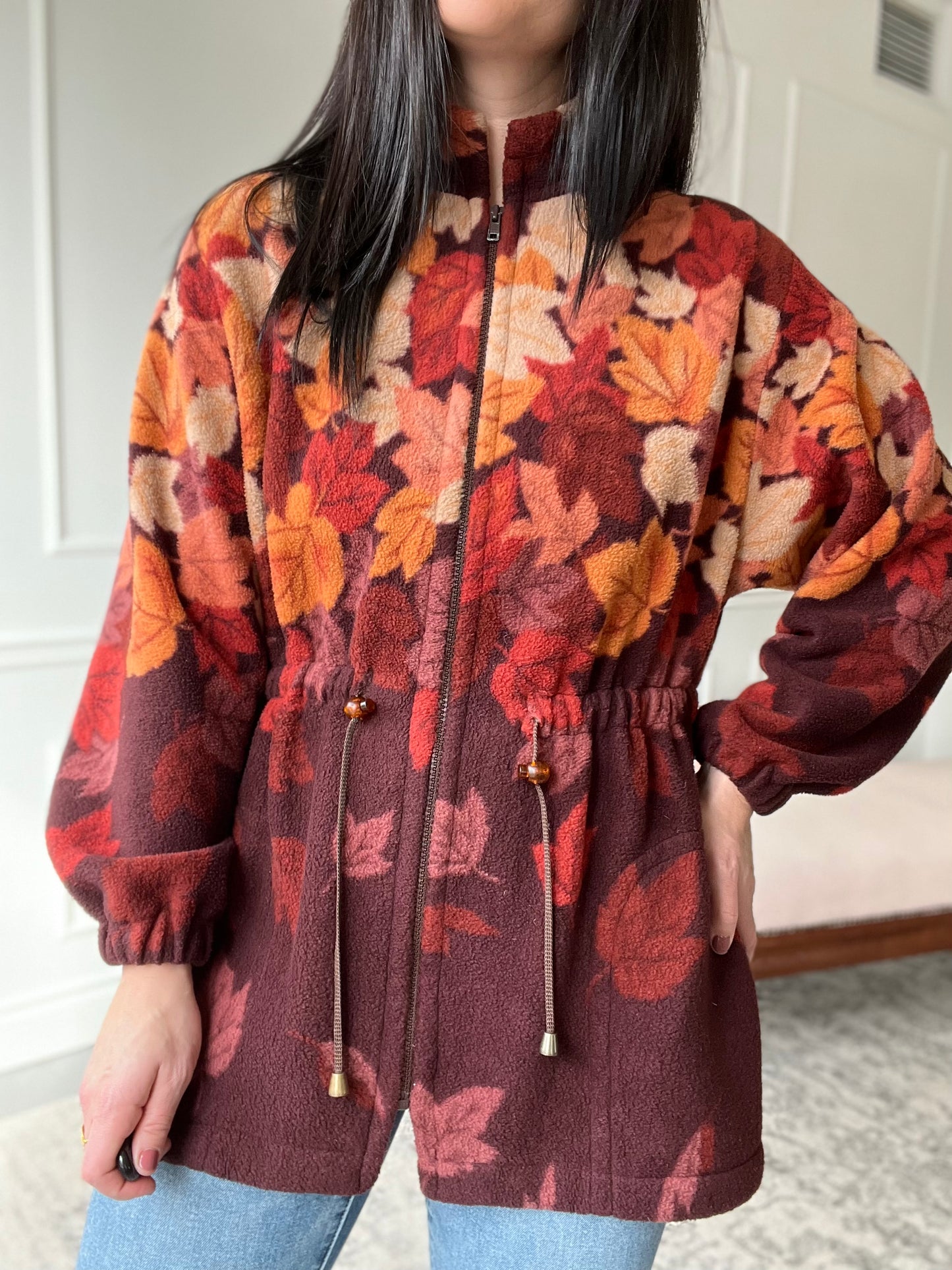 Fall Leaves Fleece Jacket - Size L