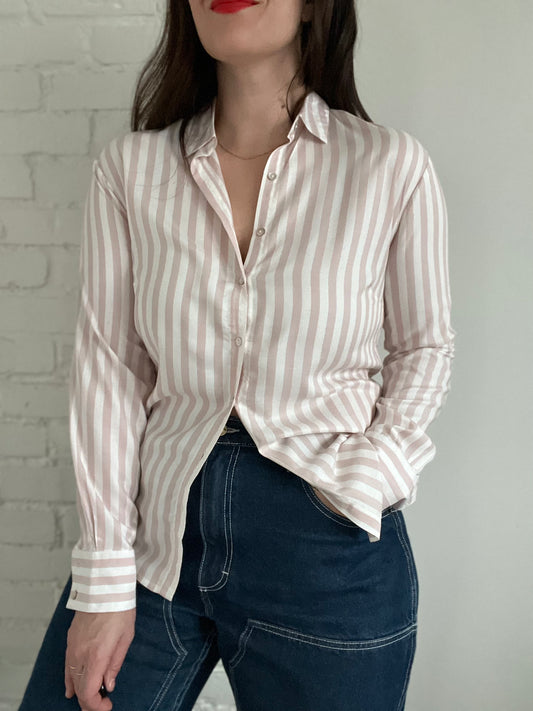 Pink Candy Stripe Button-Up - XS