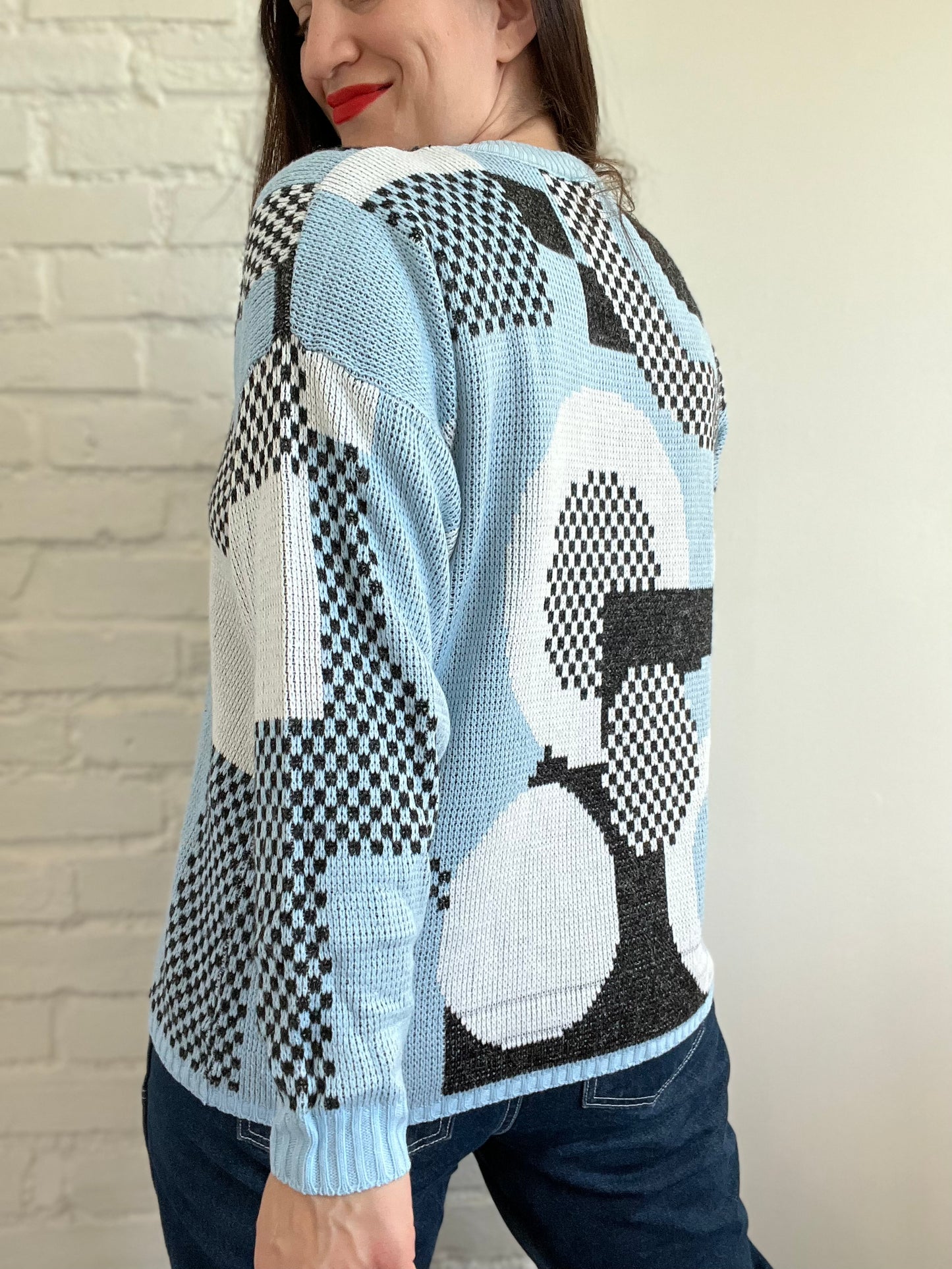 Powder Blue Geometrical Knit - L