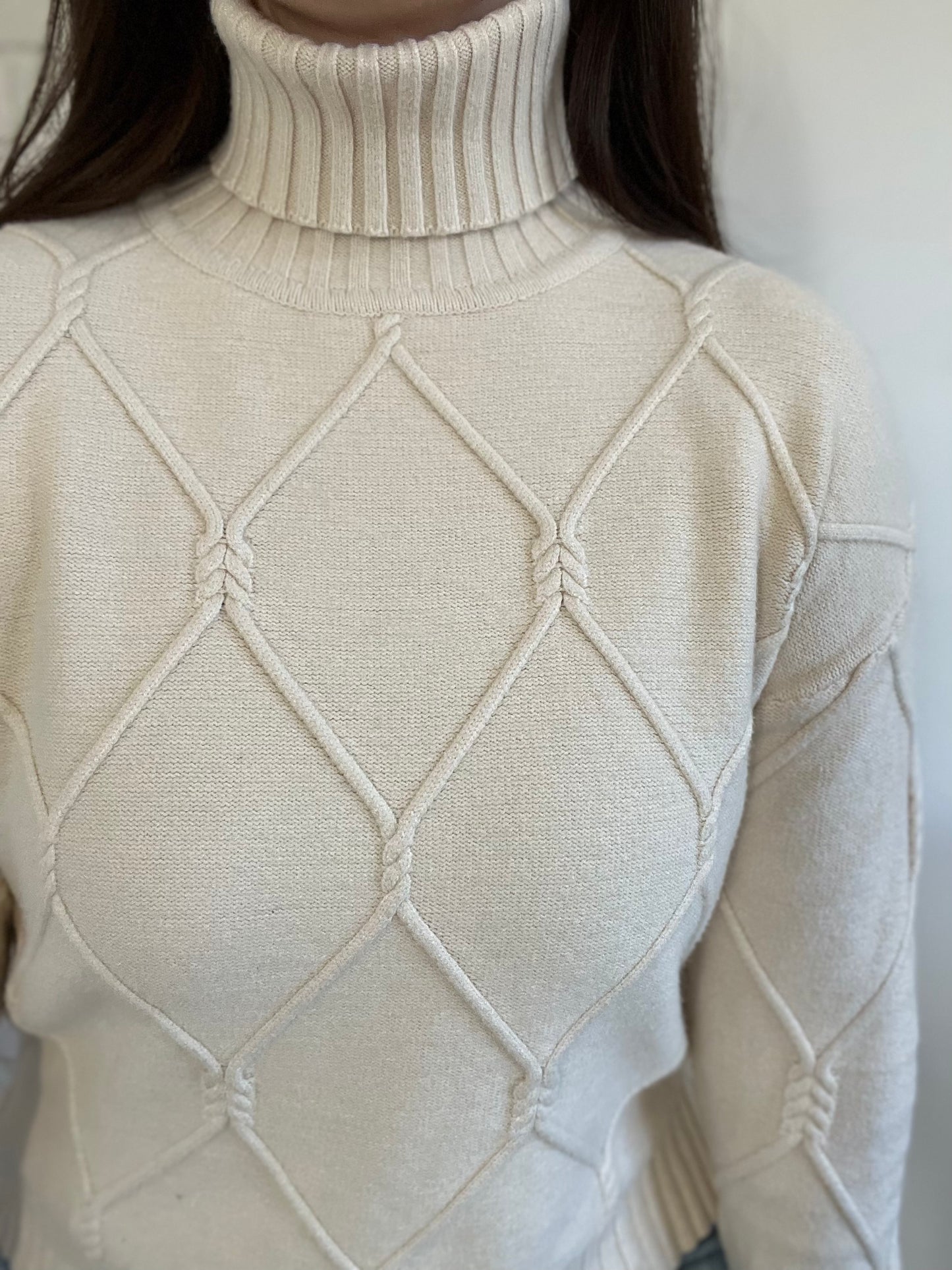 Textured Stretch Turtleneck Sweater - Size S-L