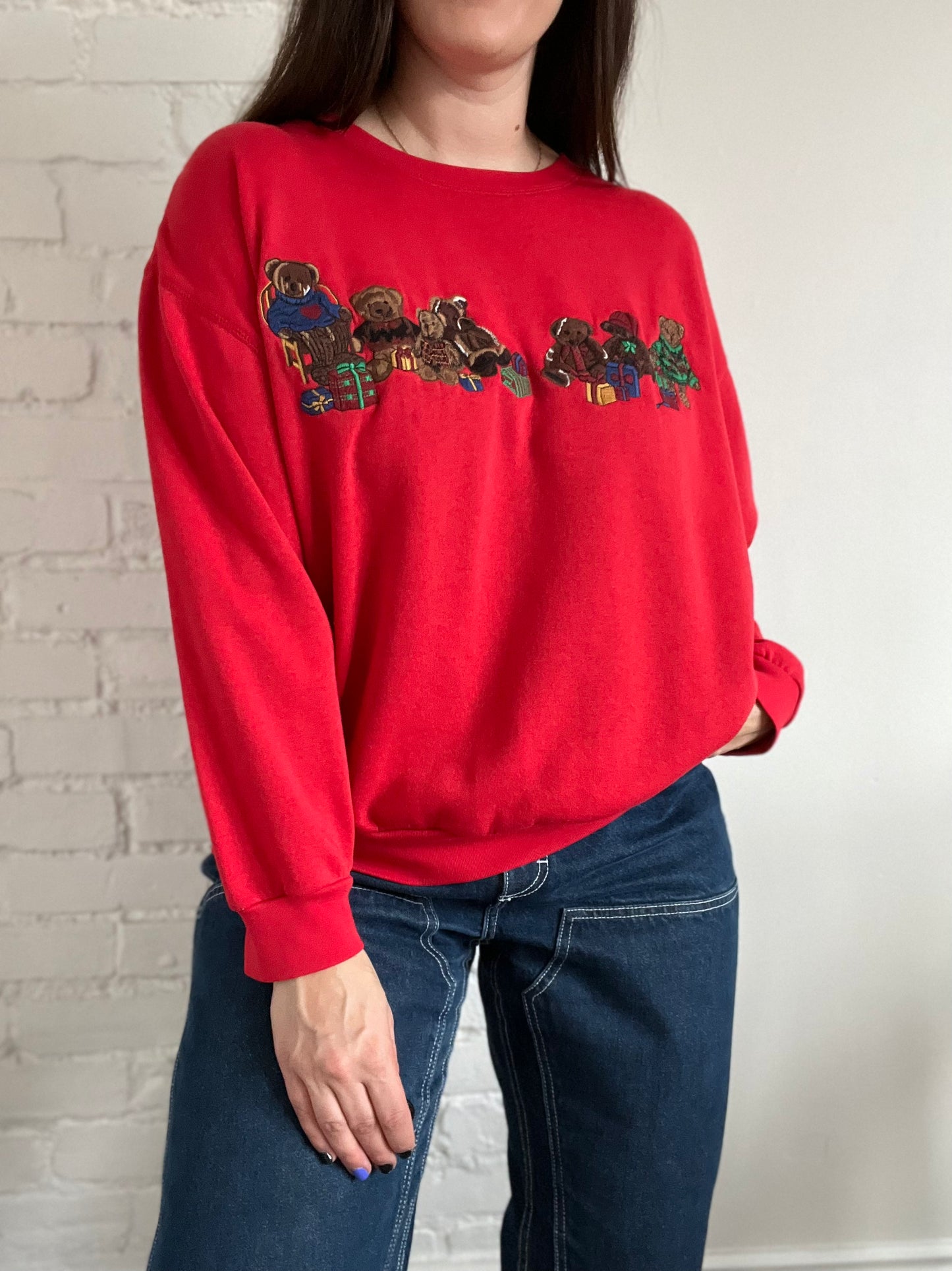 Vintage Teddy Bear Holiday Sweater - L