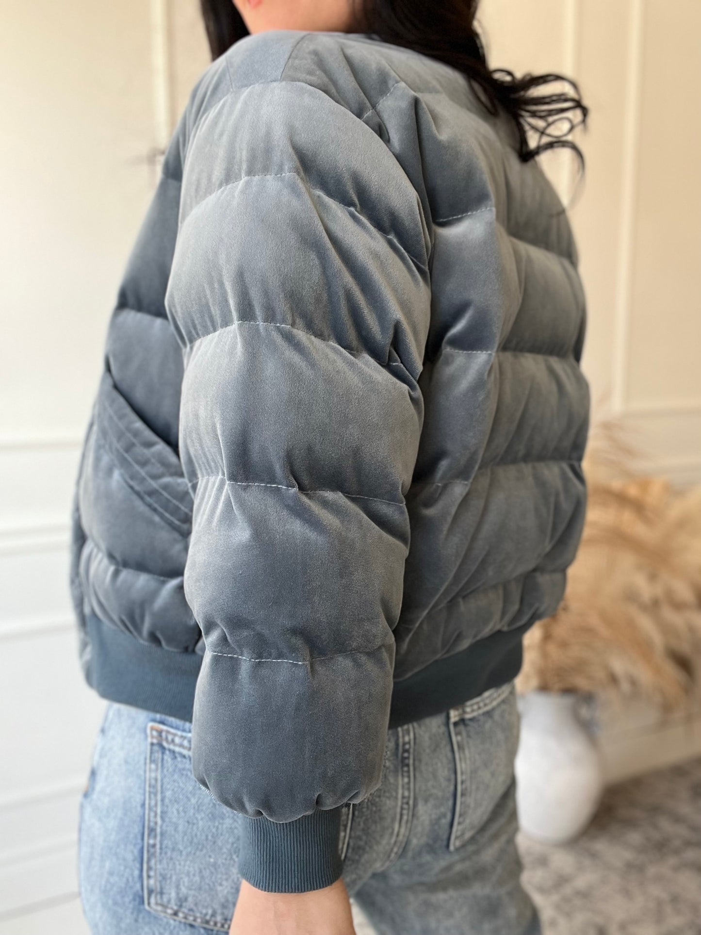 Velvet Pewter Bomber Jacket - Size M/L