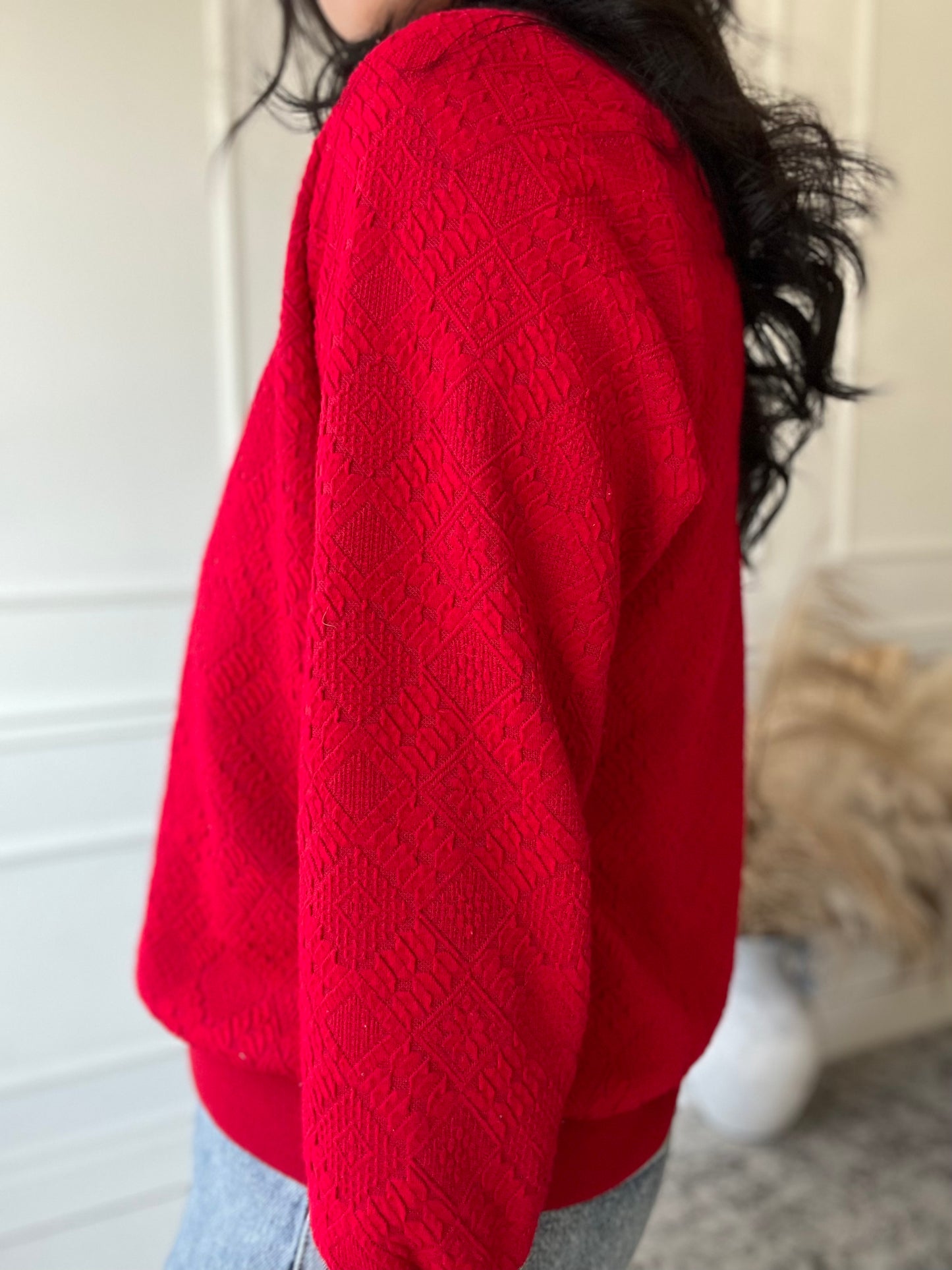 Textured Red Sweater - Size L