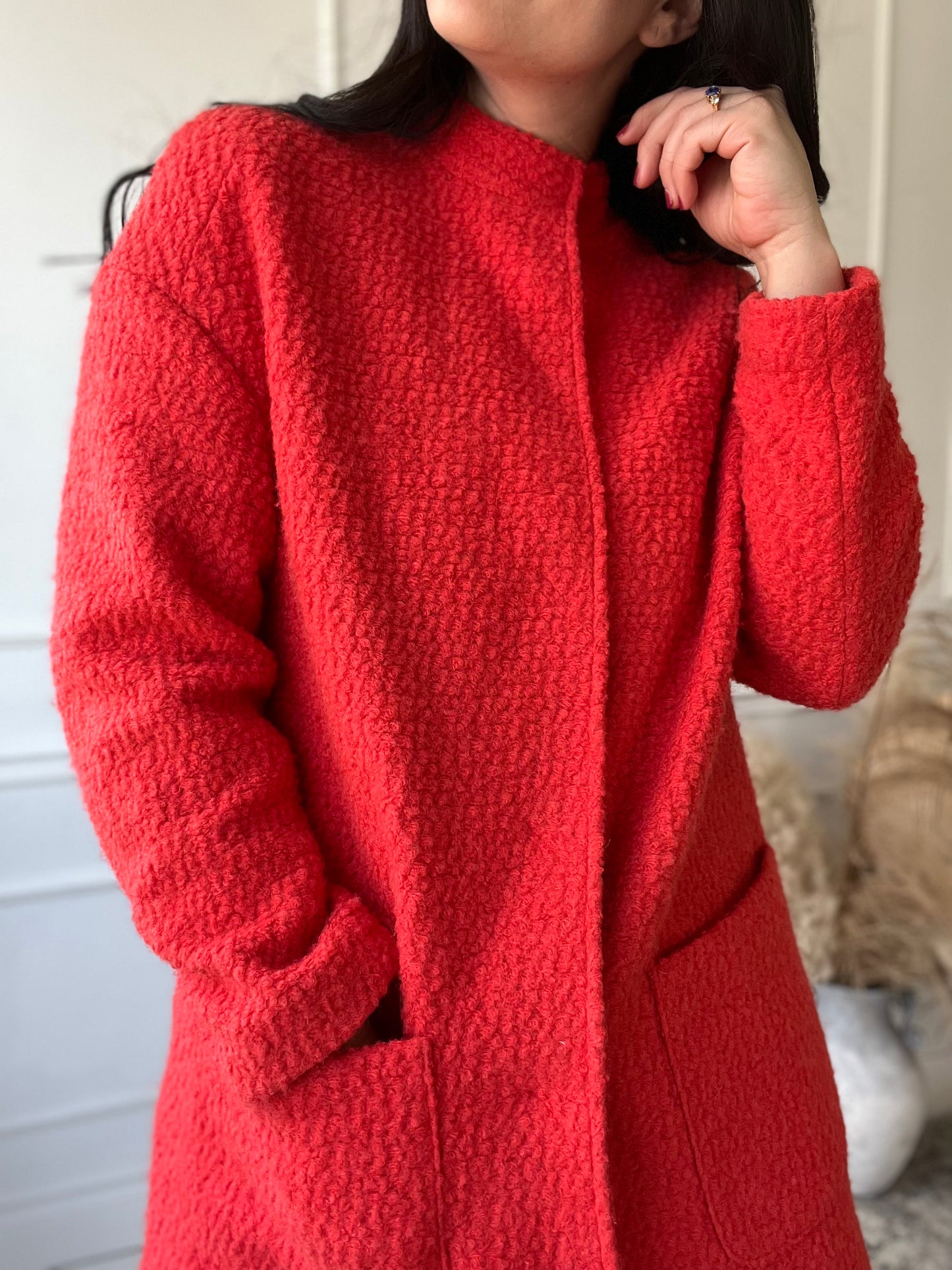 Cherry Red Texture Jacket - Size L/12