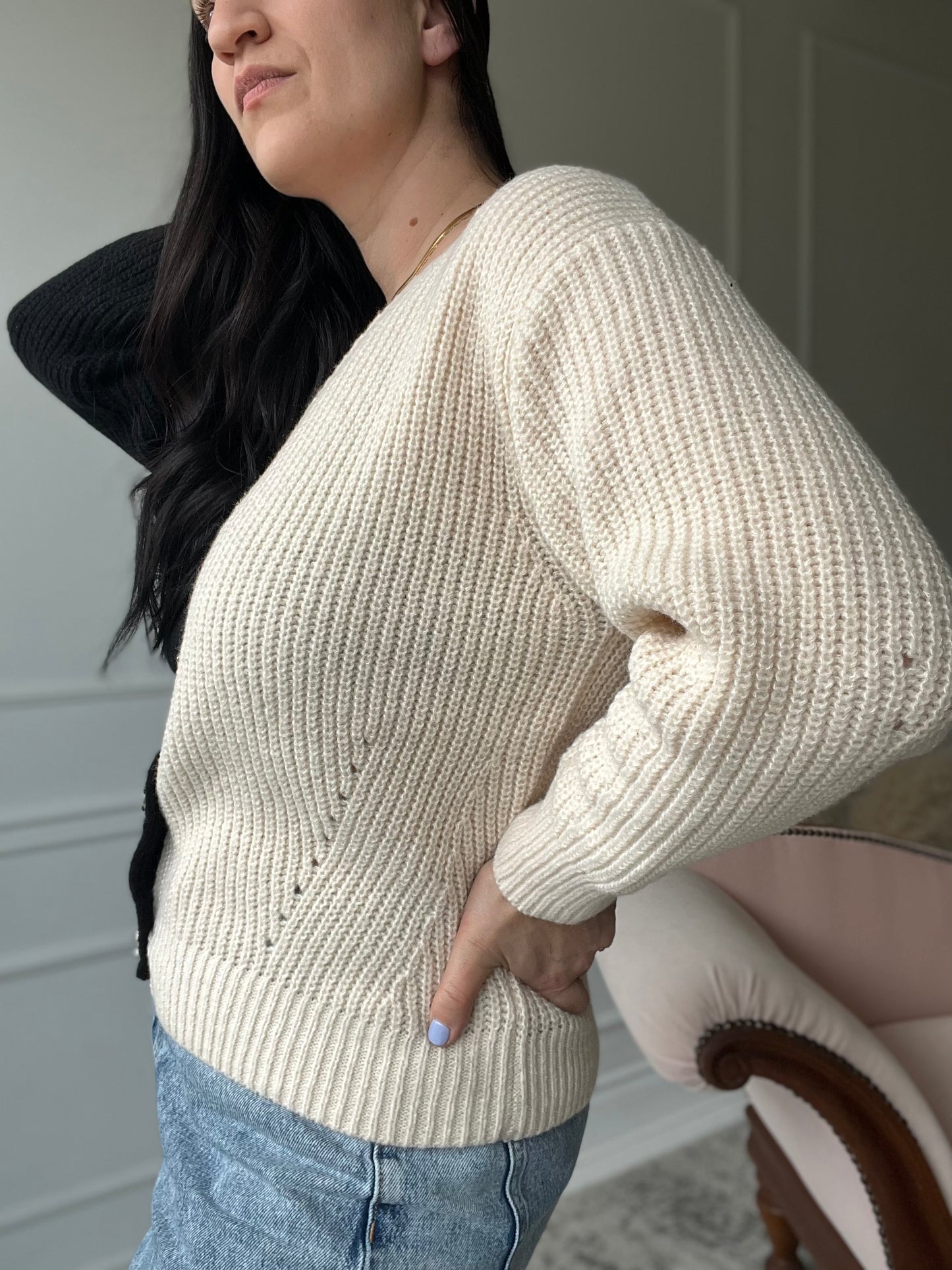 Half & Half Knit Sweater - Size M