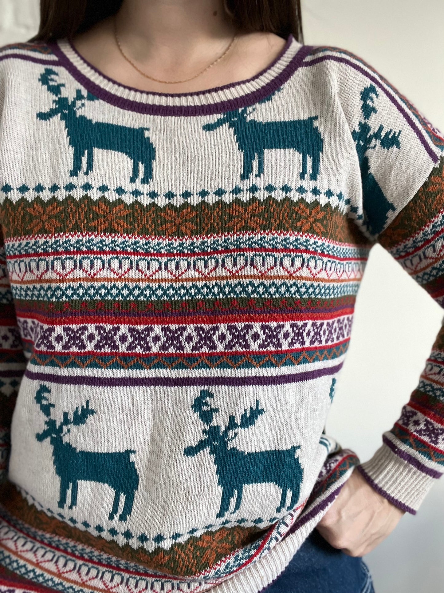 Rainbow Reindeer Sweater - S/M