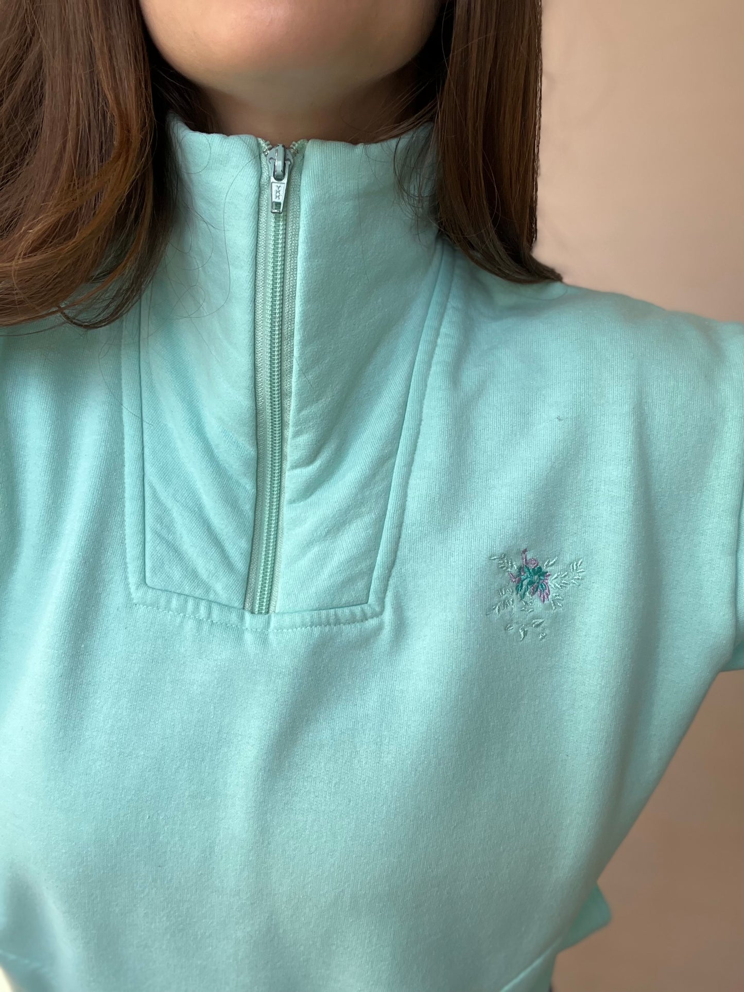 Retro Athletic Mint Sweater - Size M/L