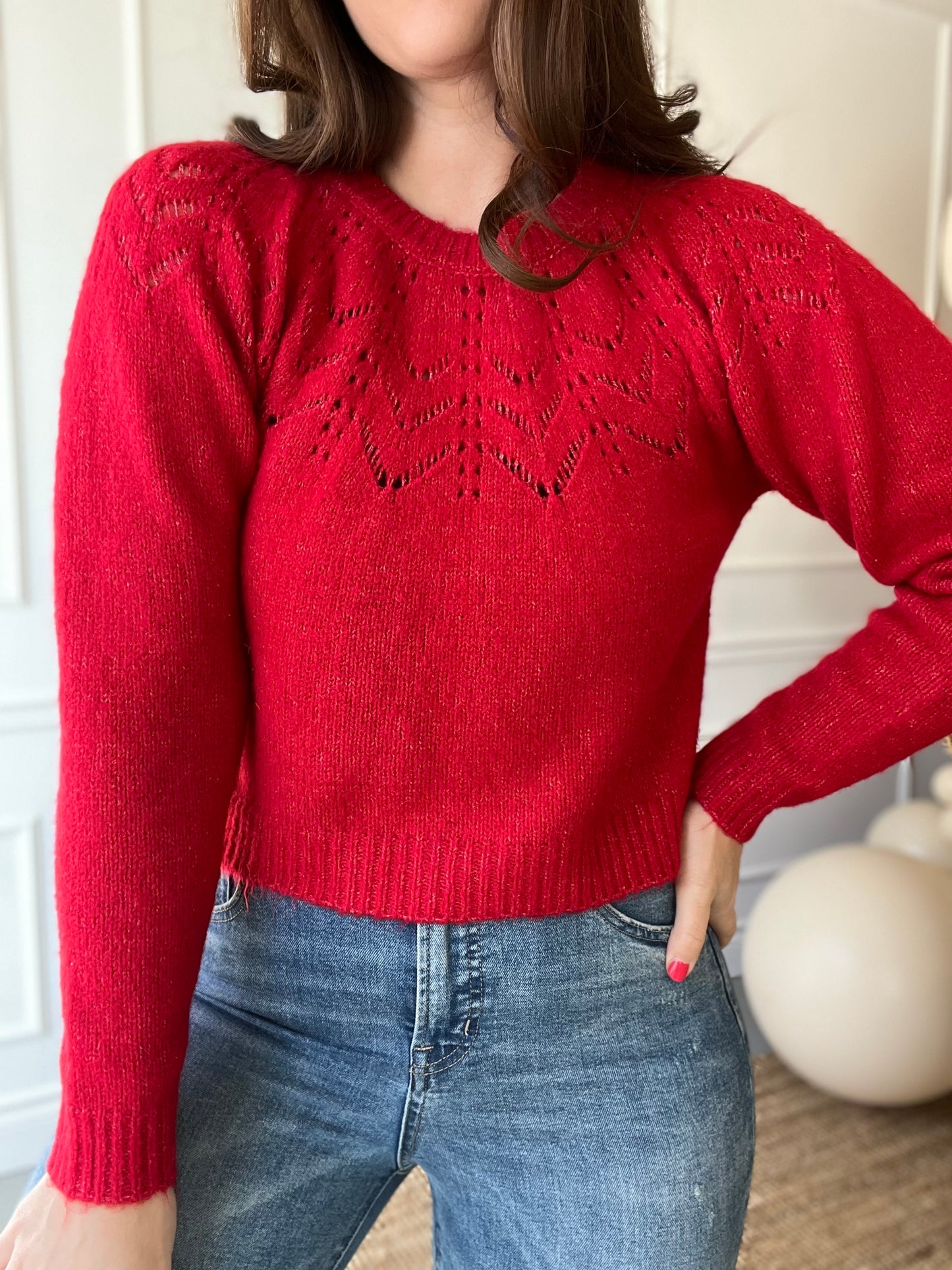 Apple Red Cozy Crop - Size M