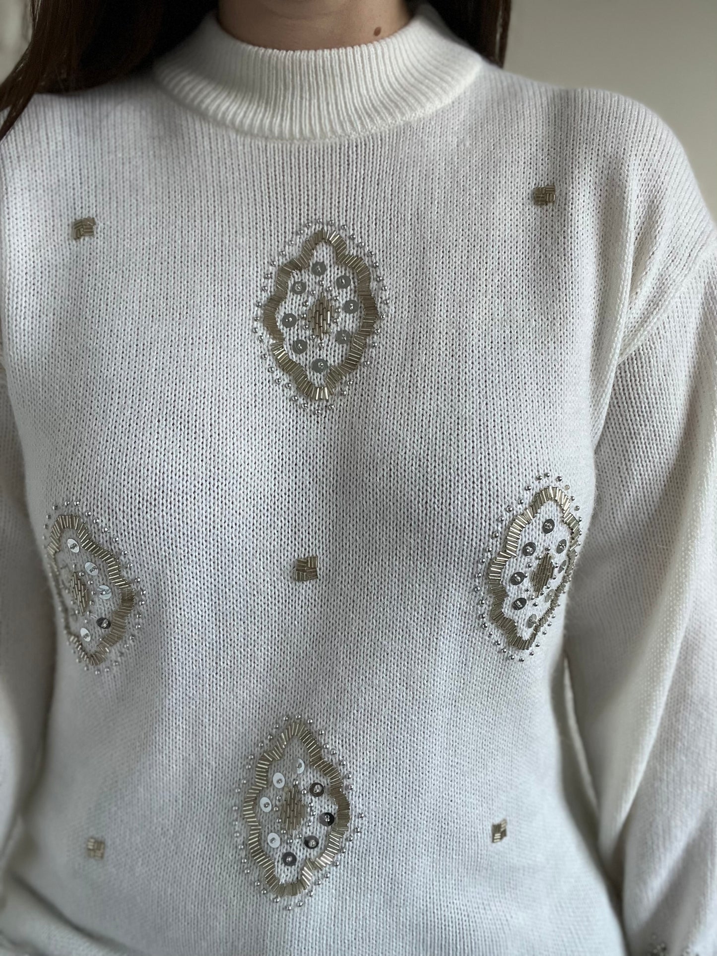 Sequinned Holiday Knit Sweater - M