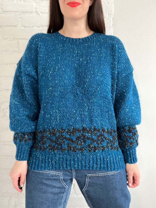 Chunky Teal Speckle Sweater - S-L