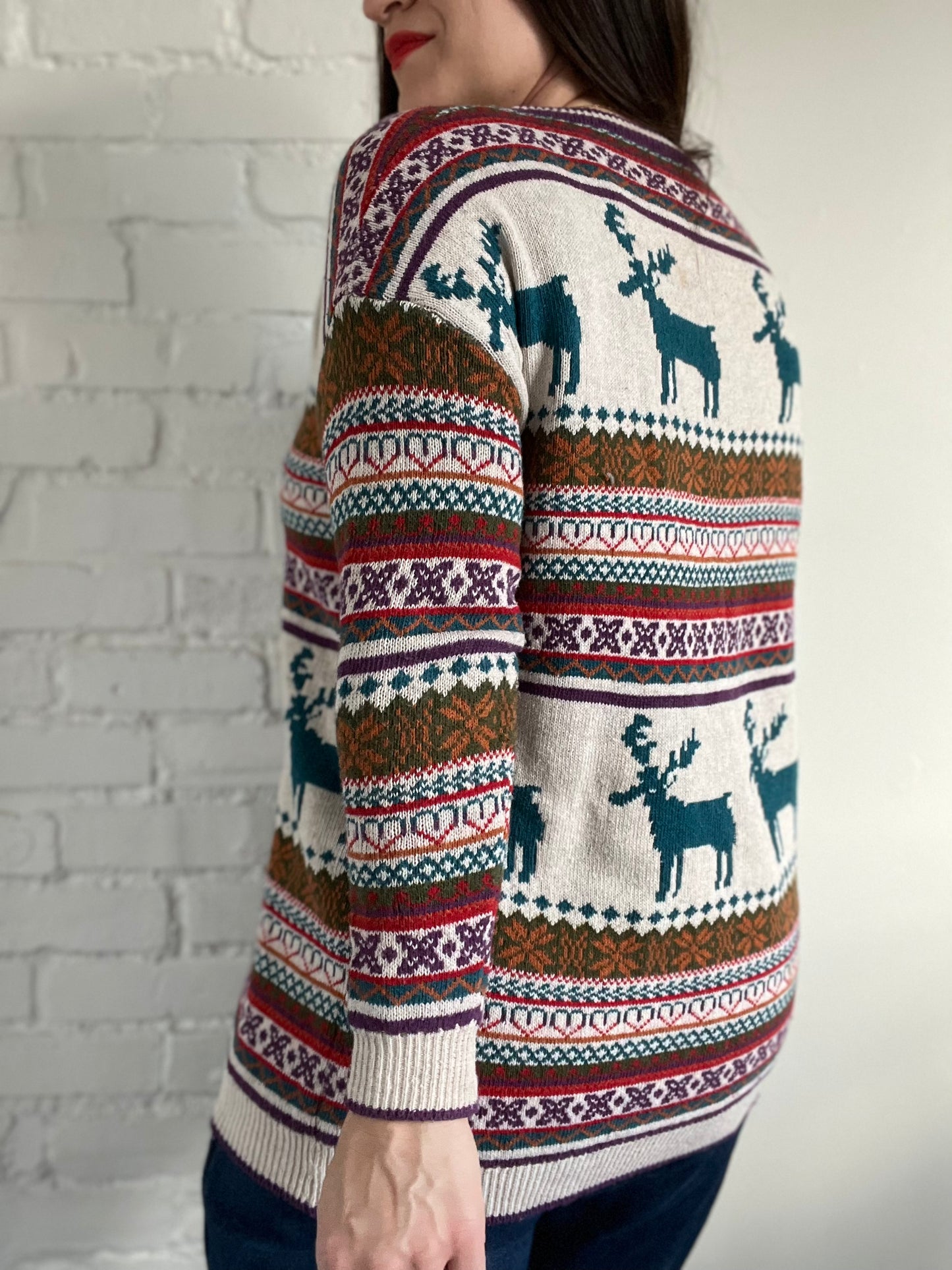 Rainbow Reindeer Sweater - S/M